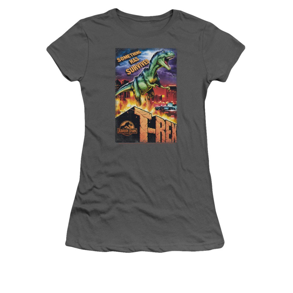 Jurassic Park Juniors Gray T-Rex In The City Tee Shirt