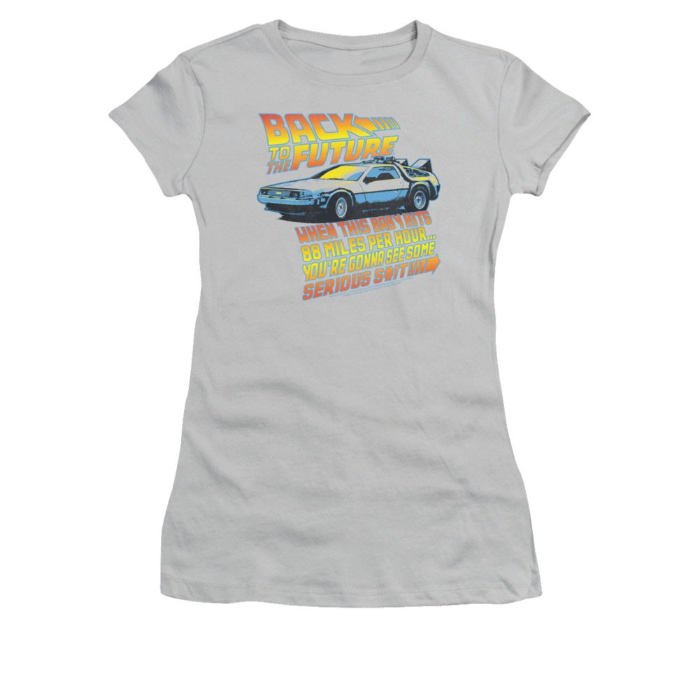 Back To The Future 88 MPH Juniors Gray Tee Shirt