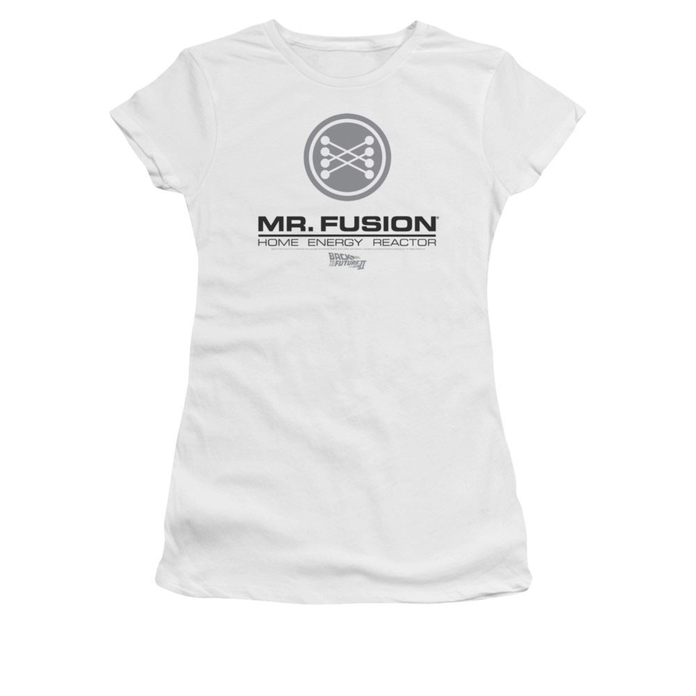 Back To The Future Mr. Fusion Juniors White Tee Shirt