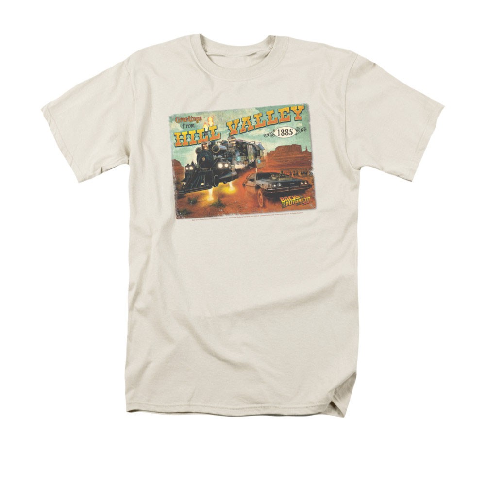 Back To The Future III Hill Valley Postcard Cream Tee Shirt
