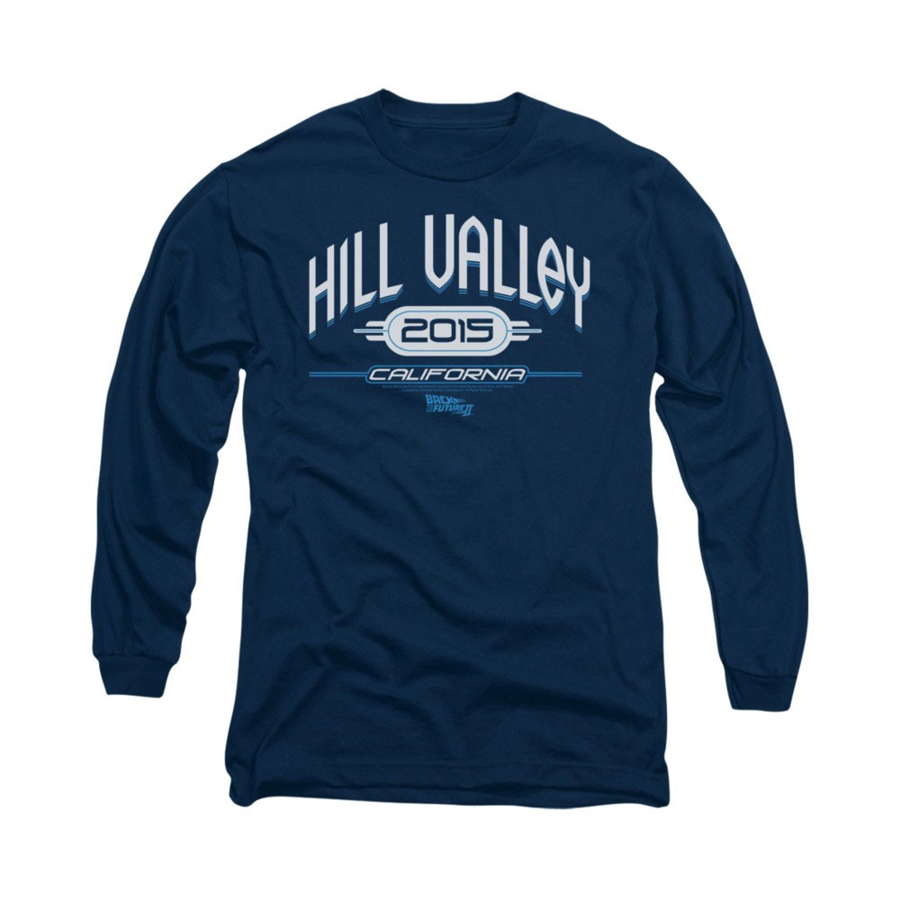 Back To The Future Hill Valley 2015 Blue Long Sleeve T-Shirt