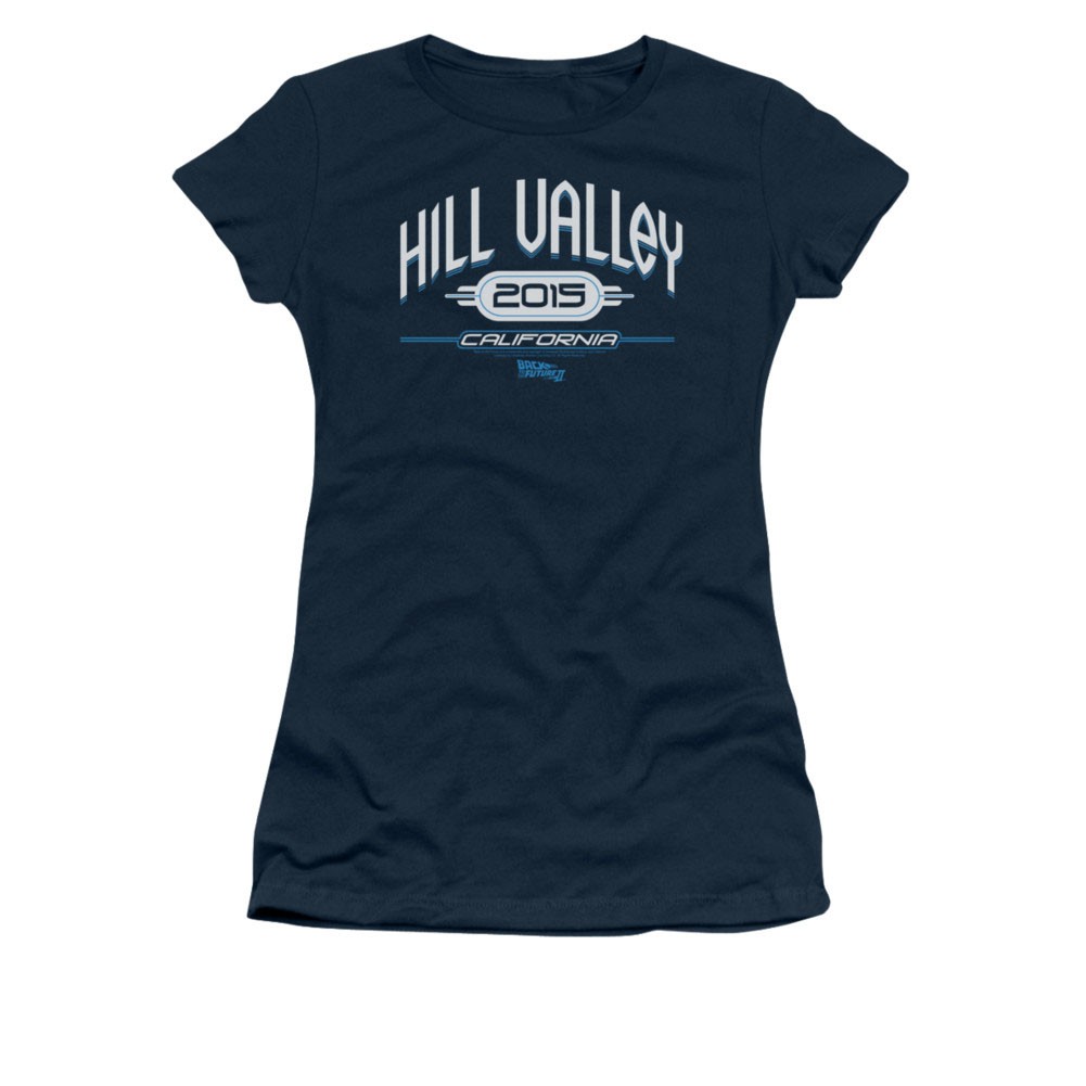Back To The Future II Hill Valley 2015 Blue Juniors Tee Shirt