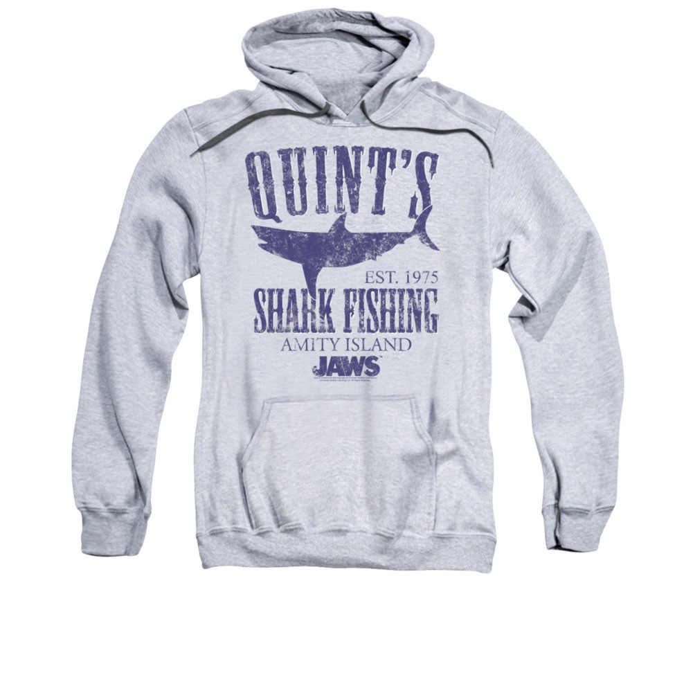 Jaws Quint's Shark Fishing Gray Pullover Hoodie