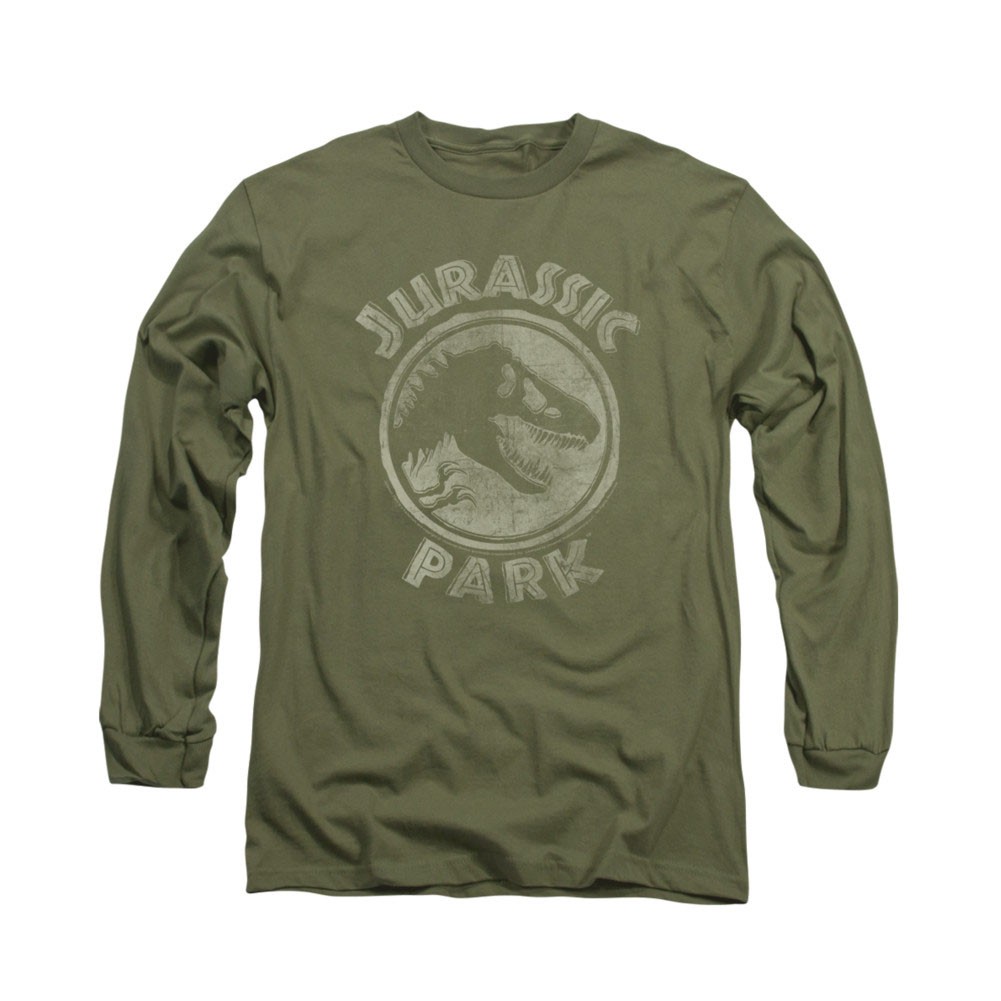 Jurassic Park Stamp Green Long Sleeve T-Shirt