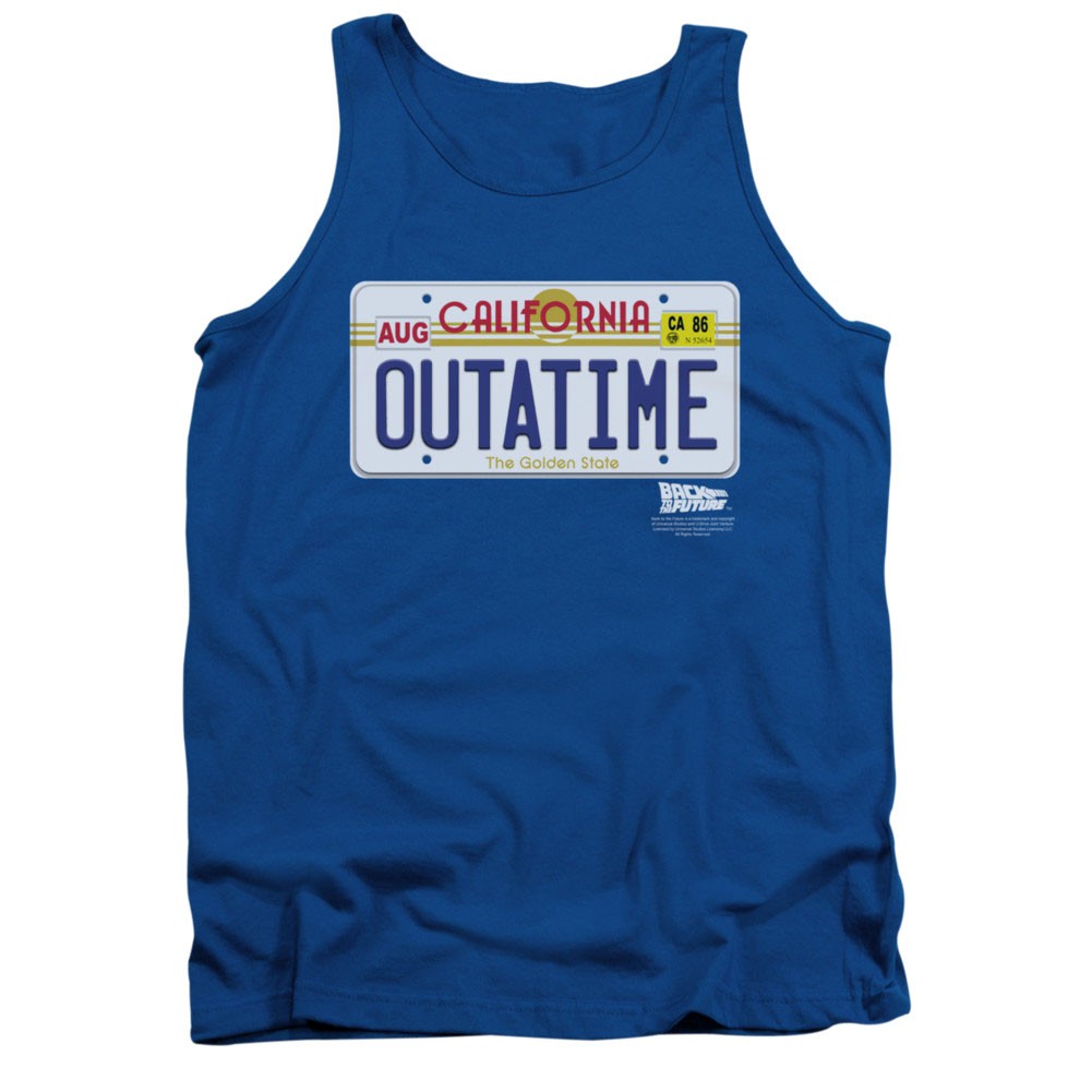 Back To The Future OUTATIME License Plate Blue Tank Top