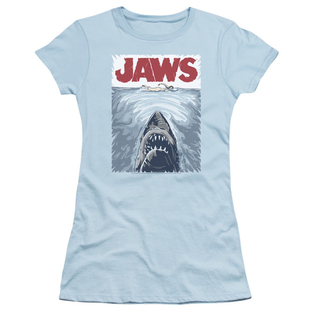 Jaws Graphic Poster Women's Blue Tshirt