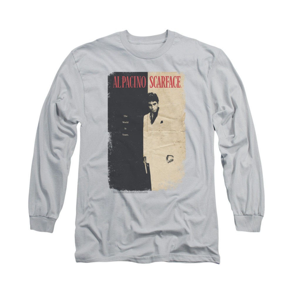 Scarface Vintage Poster Gray Long Sleeve T-Shirt