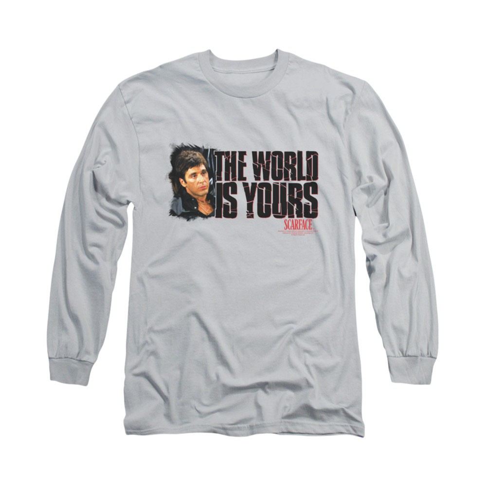 Scarface The World Is Yours Gray Long Sleeve T-Shirt