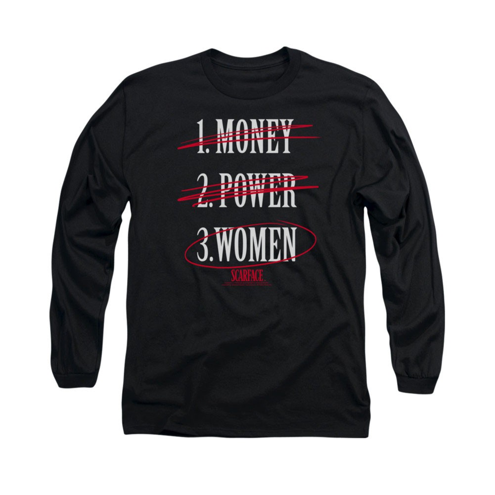 Scarface Money Power Women Black Long Sleeve T-Shirt