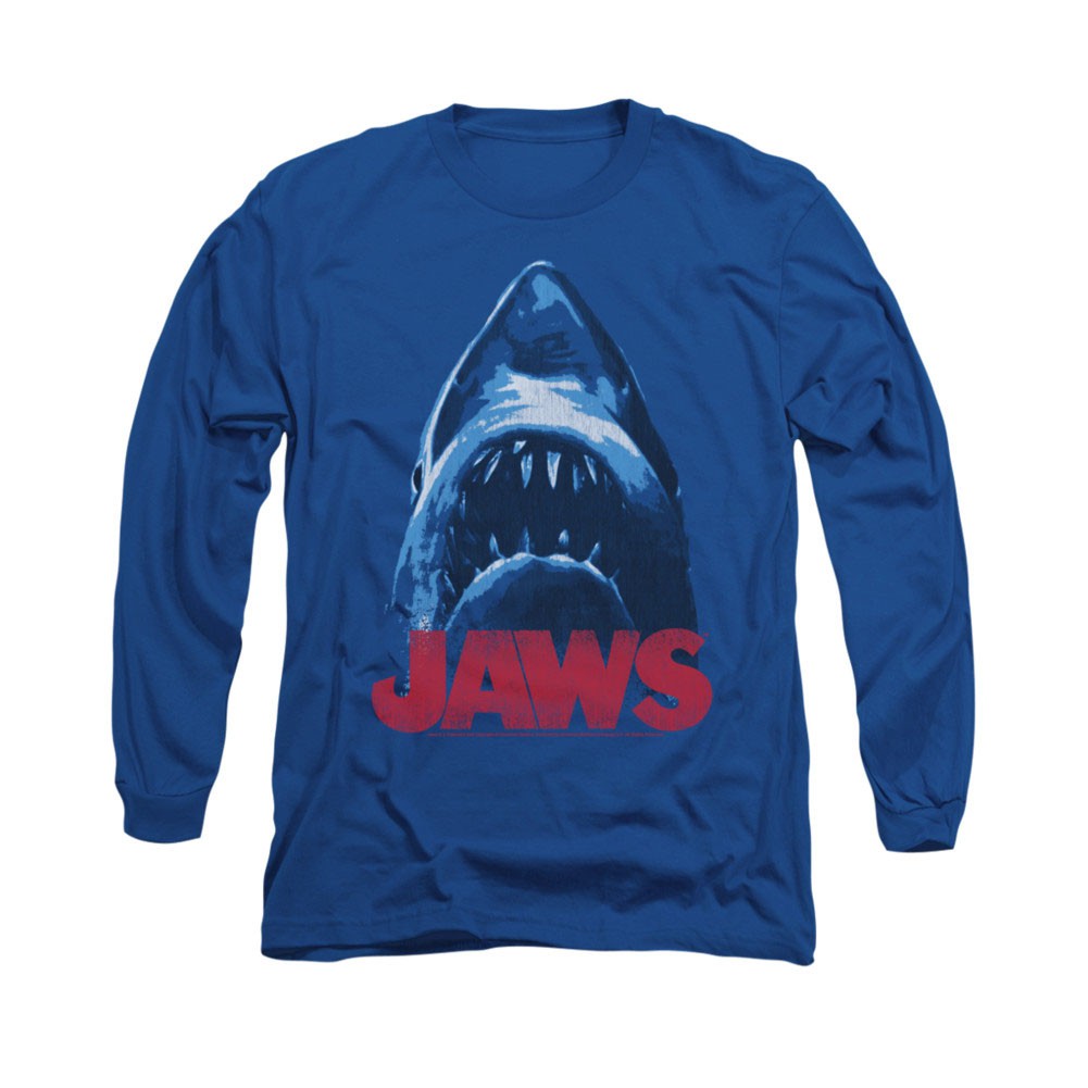 Jaws From Below Blue Long Sleeve T-Shirt