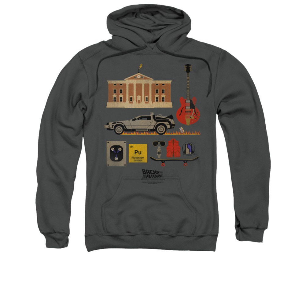Back To The Future Things Gray Pullover Hoodie