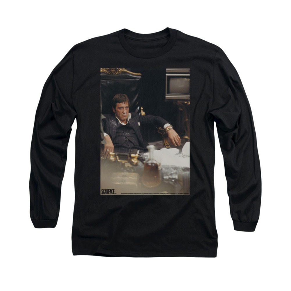 Scarface Sit Back Black Long Sleeve T-Shirt