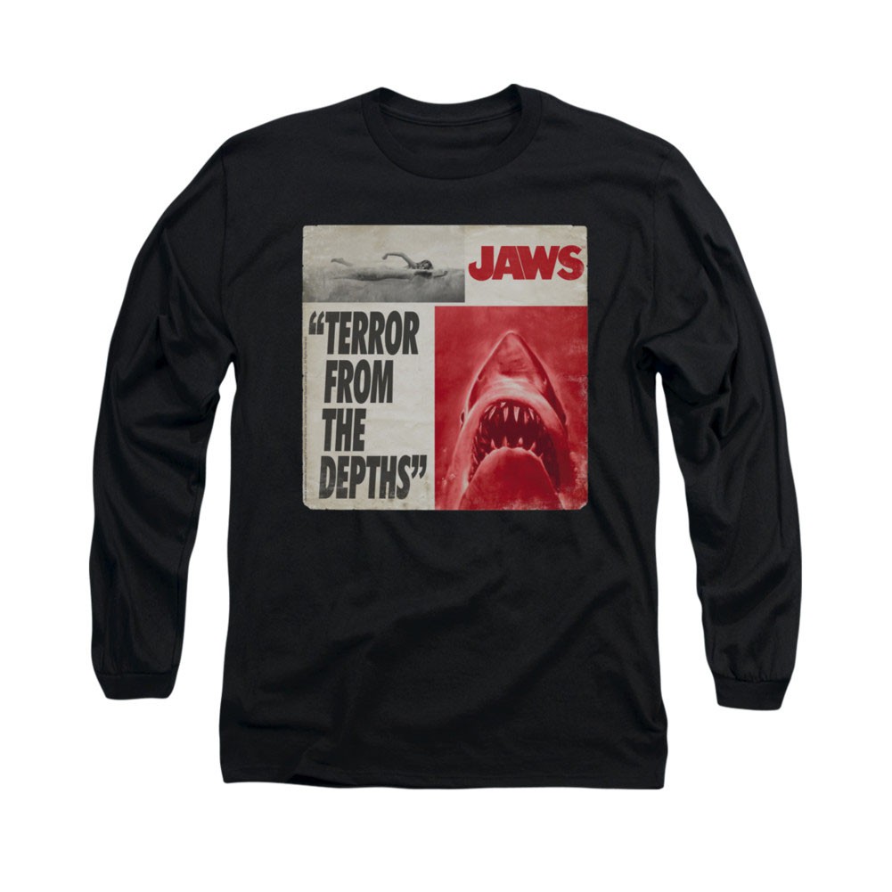 Jaws Terror Black Long Sleeve T-Shirt