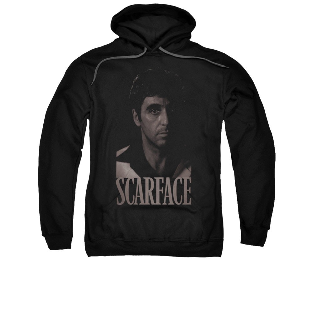 Scarface Men's Black And White Tony Black Pullover Hoodie