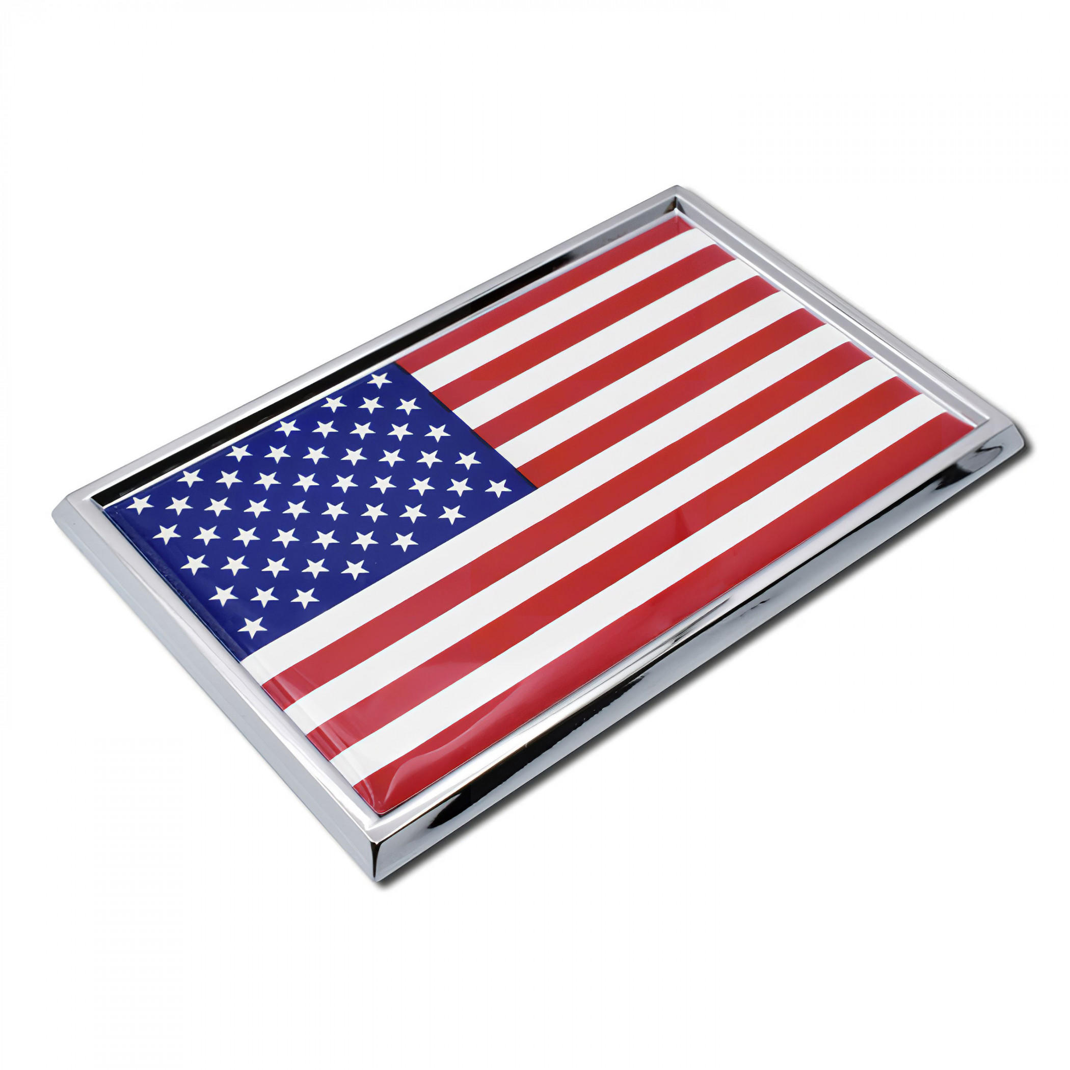 American Flag Patriotic Chrome Car Emblem