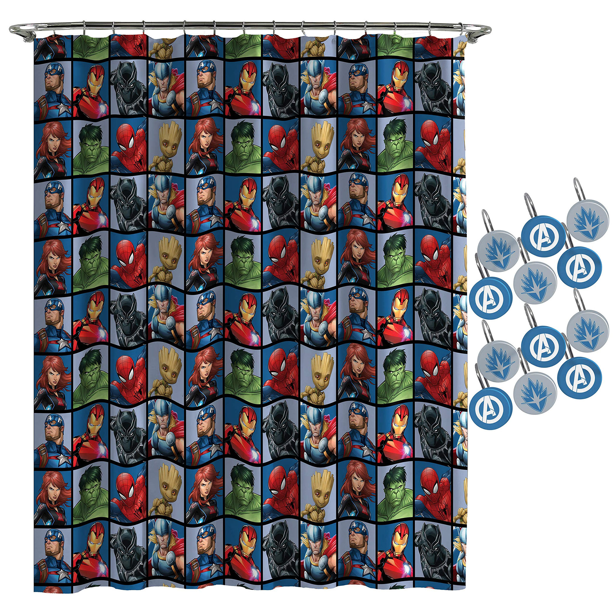 Avengers Team Shower Curtain and Hook Set