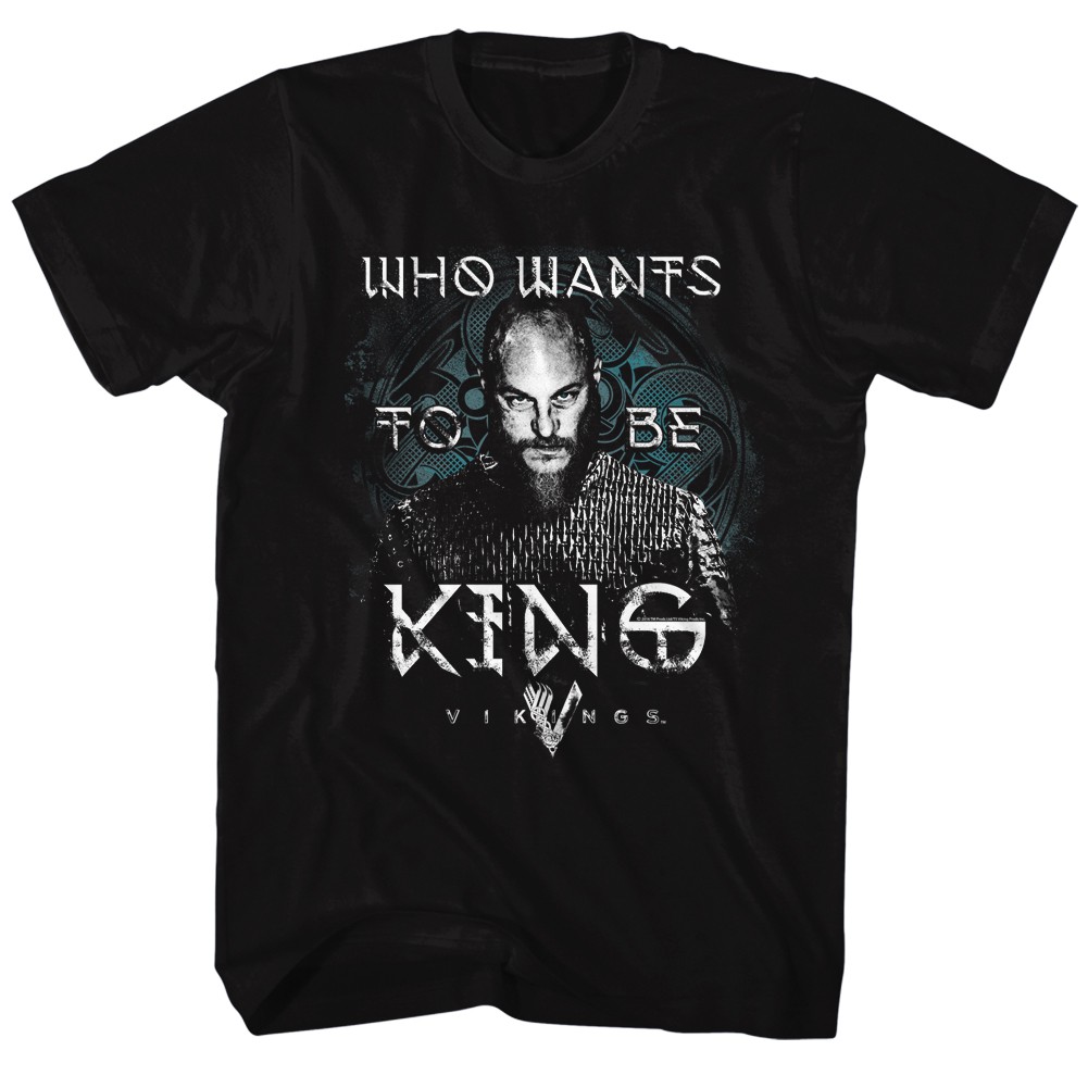 Vikings Who Wants To Be The King Men's Black T-Shirt