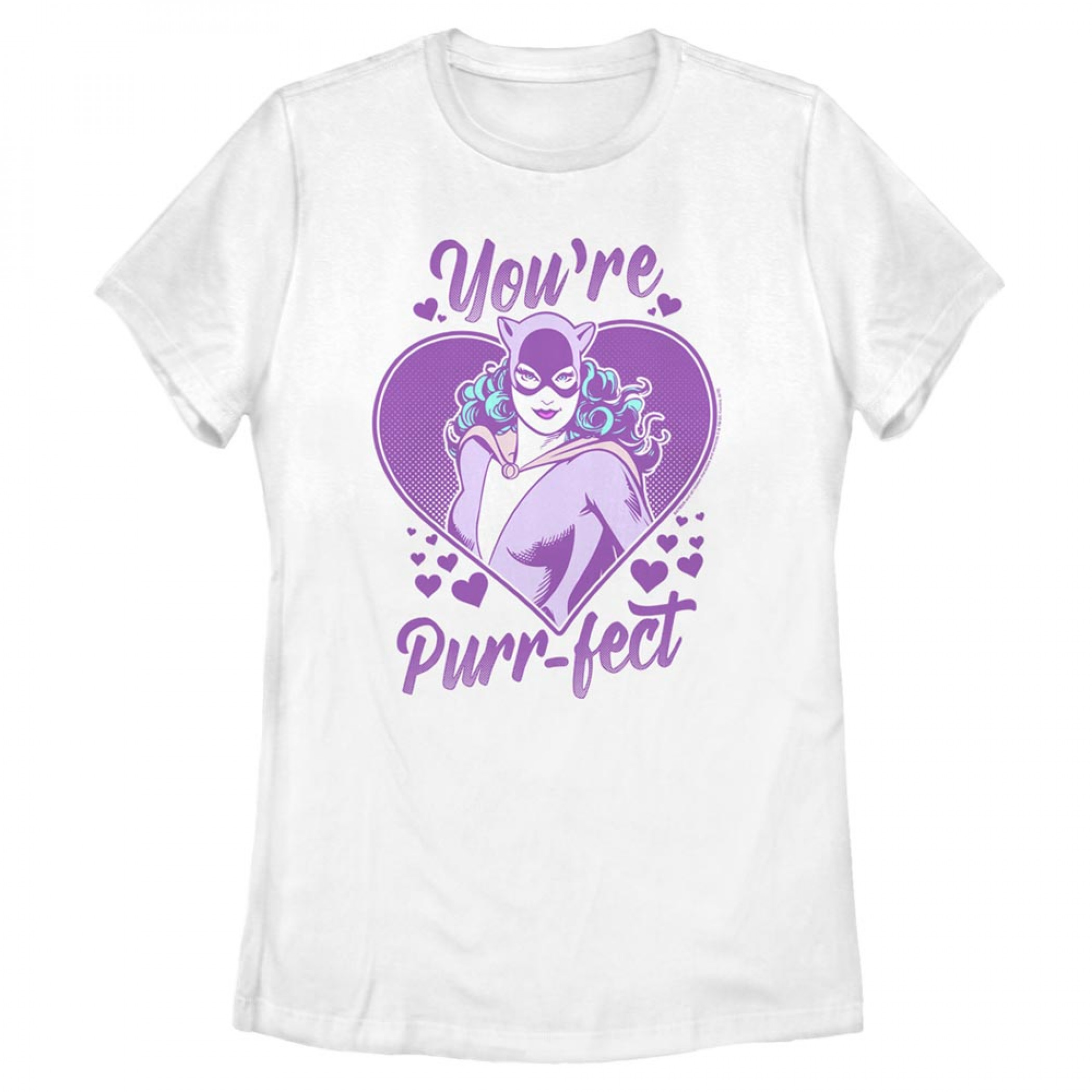 DC Comics Catwoman You're Purr-fect Valentine's Day Juniors T-Shirt