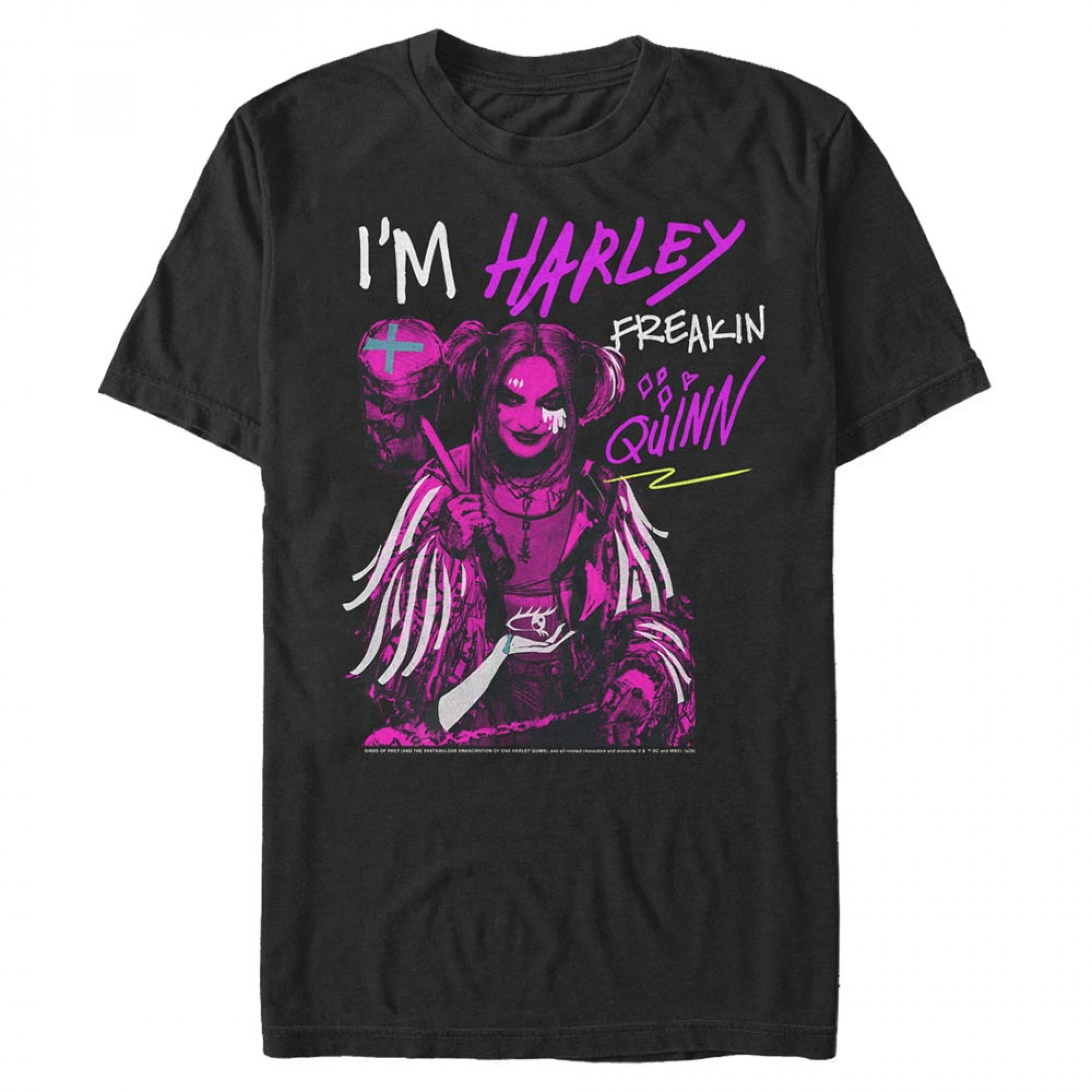 Birds of Prey Junior s Harley Freakin Quinn Cartoon T Shirt Black