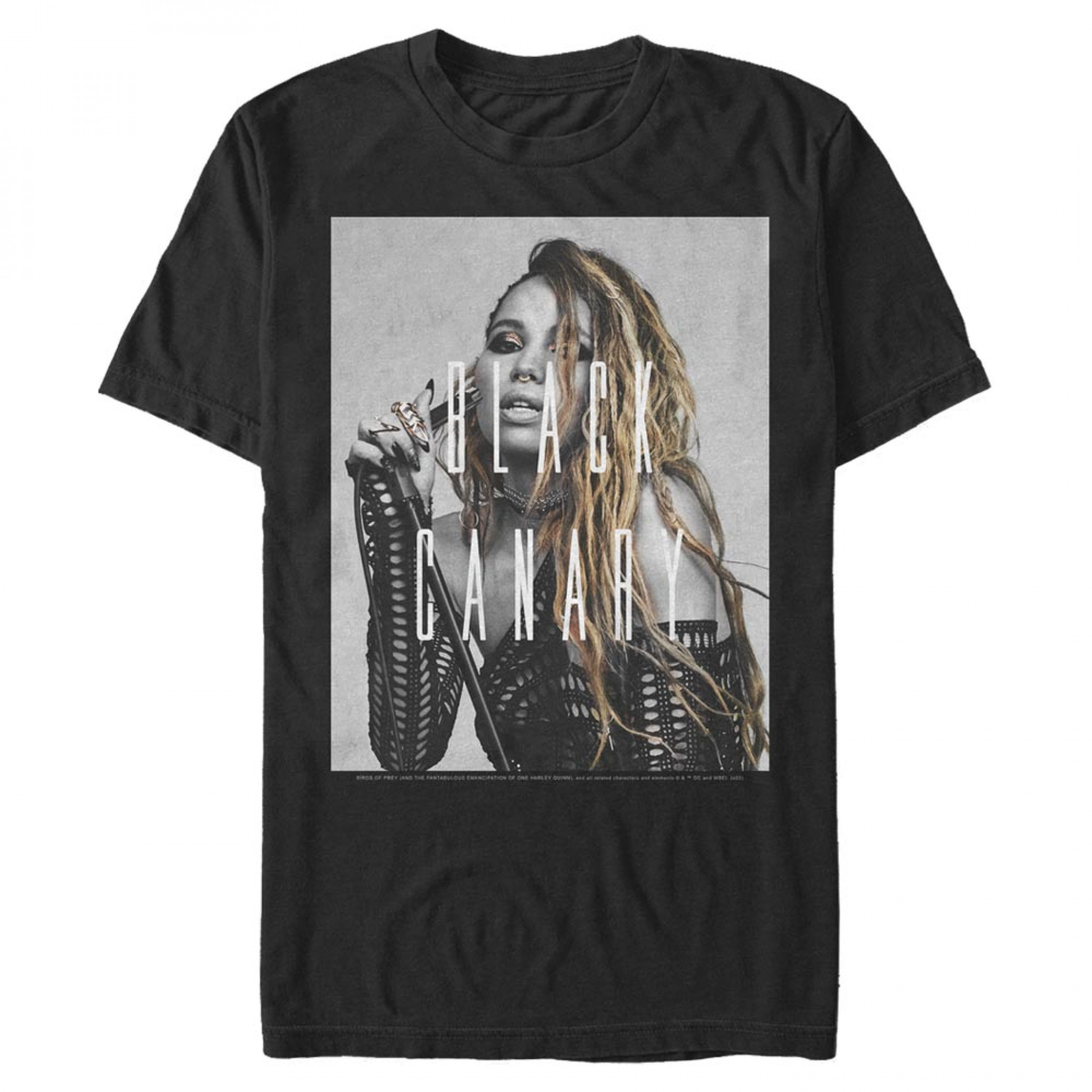 Birds of Prey Black Canary Black and White T-Shirt