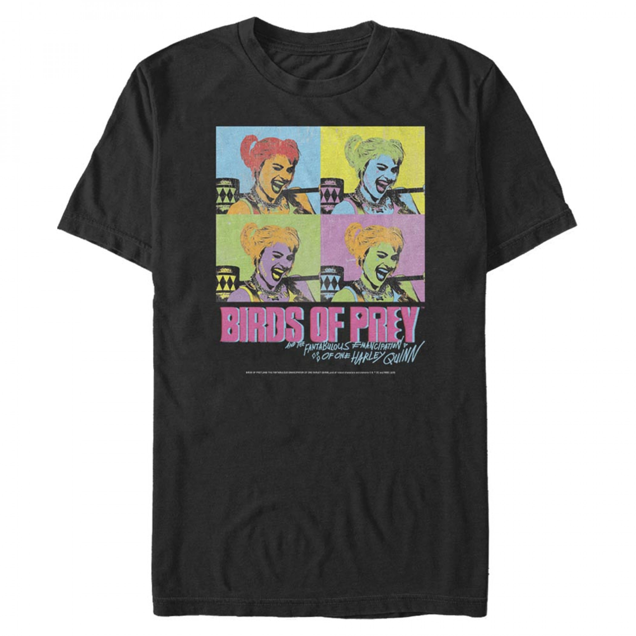 Birds of Prey Harley Quinn Andy Warhol Black T-Shirt