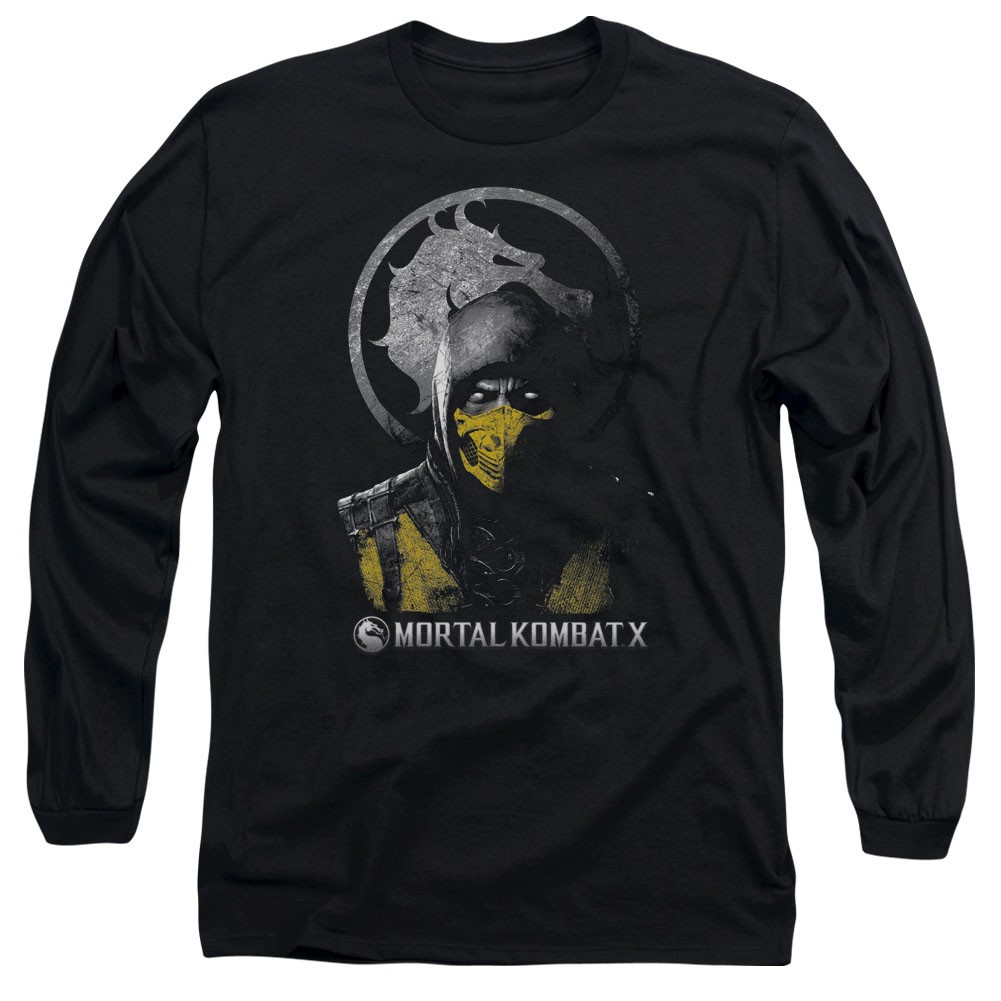 Mortal Kombat X Scorpion Bust Black Long Sleeve T-Shirt