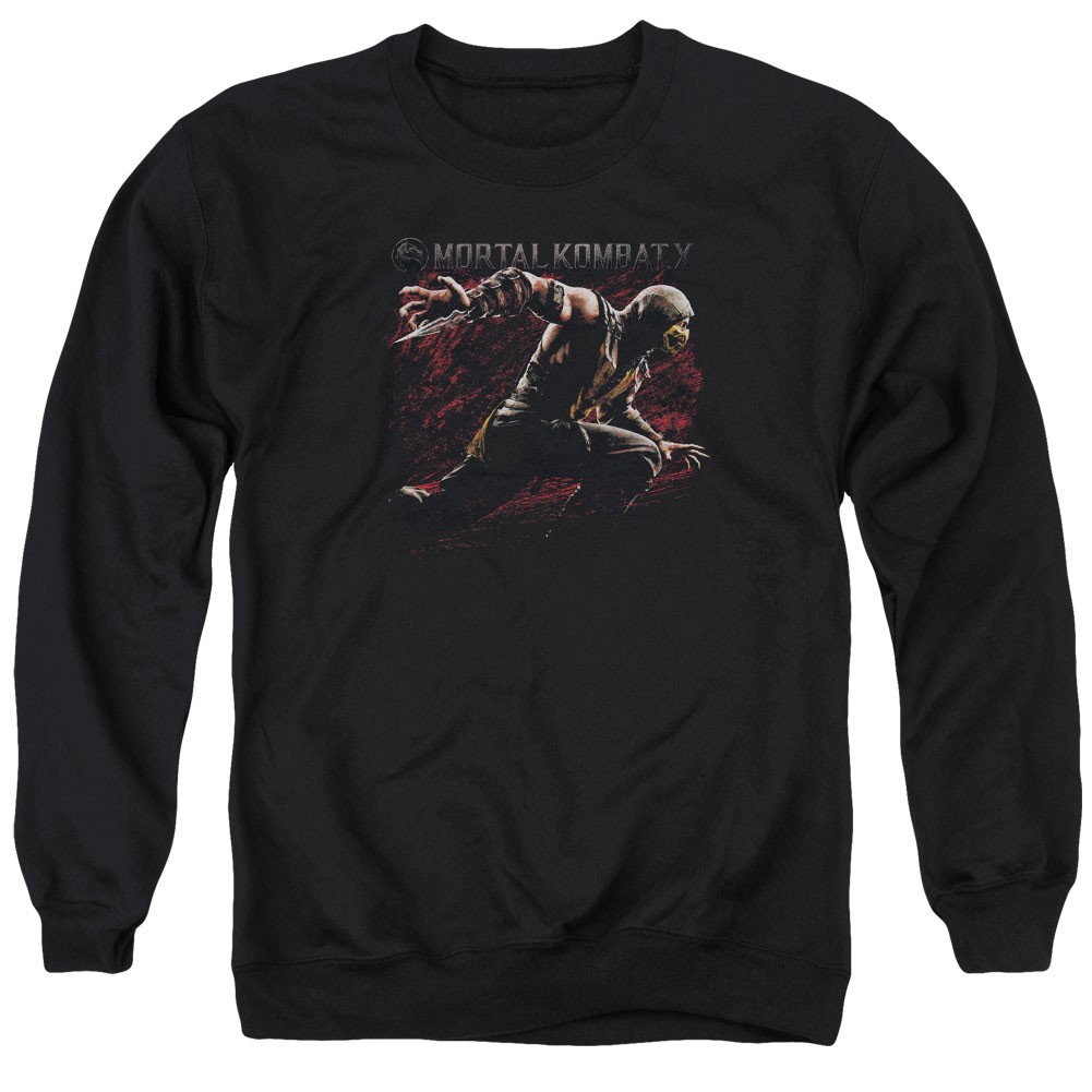 Mortal Kombat X Scorpion Lunge Black Crew Neck Sweatshirt