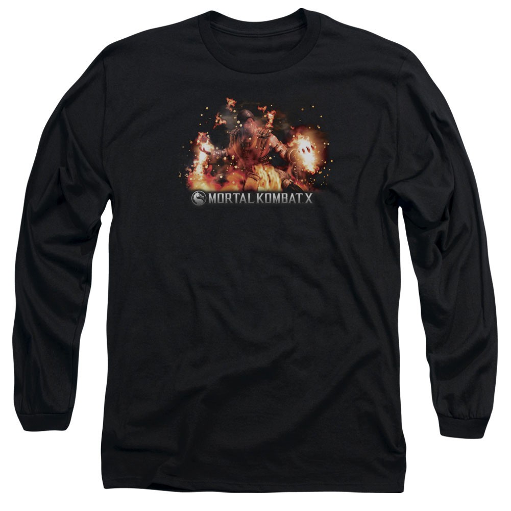Mortal Kombat X Scorpio Flames Black Long Sleeve T-Shirt