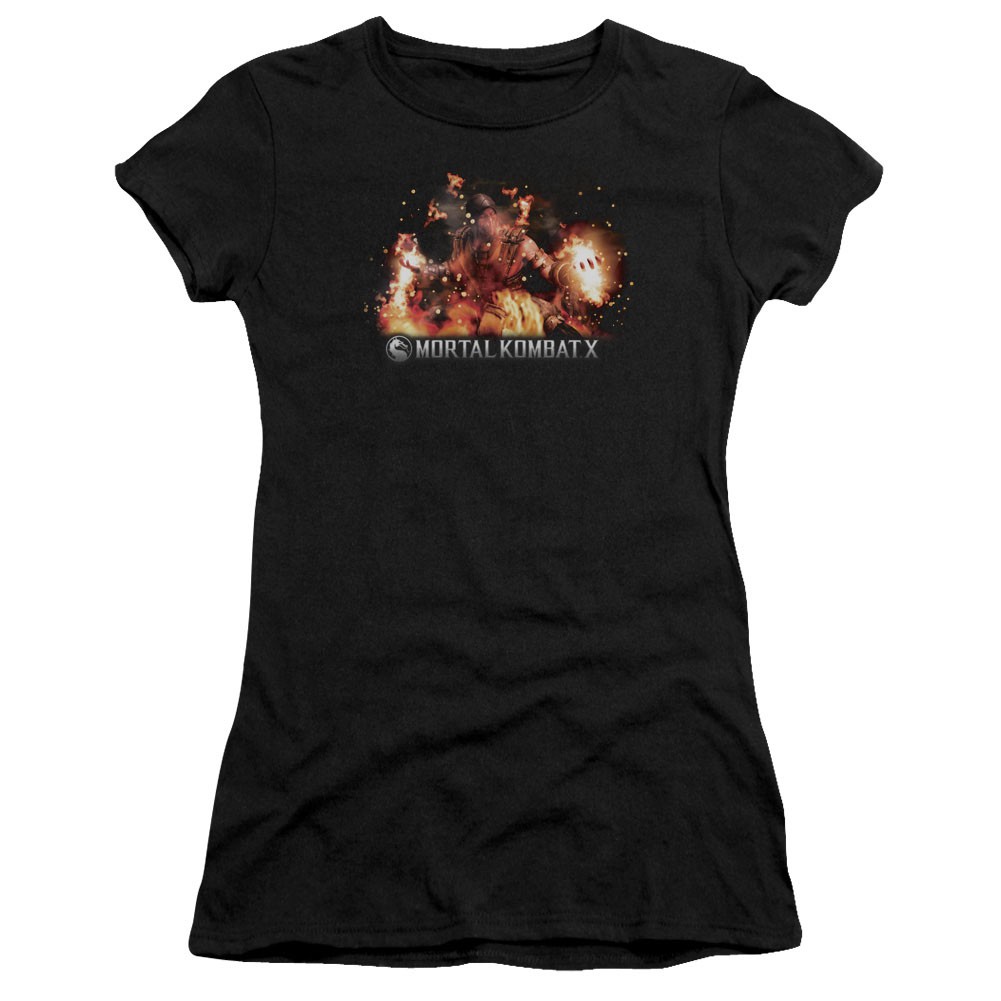 Mortal Kombat X Scorpio Flames Black Juniors T-Shirt