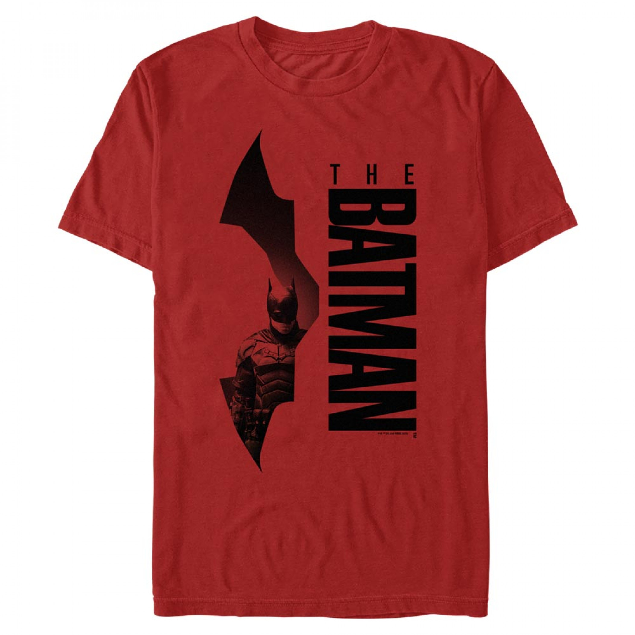 DC Comics The Batman Vertical Title Logo and Bat Symbol T-Shirt