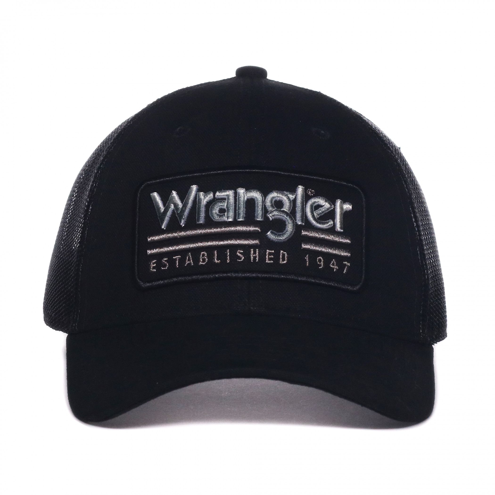 Wrangler Logo Established 1947 Patch Pre-Curved Adjustable Trucker Hat