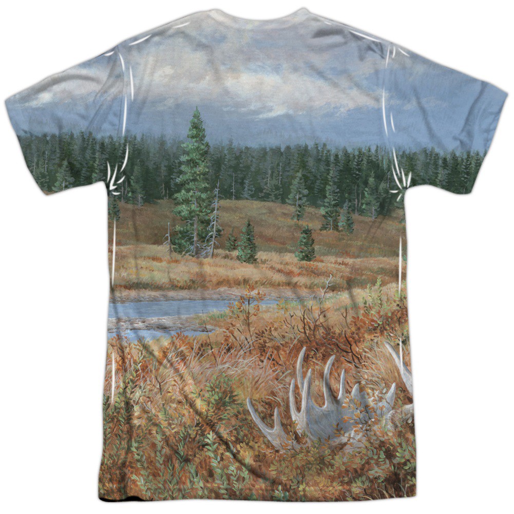 Grizzly Bear Hunting and Fishing Two Sided Print Tshirt