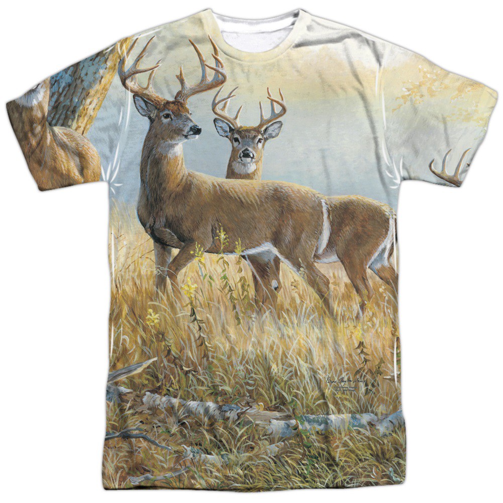 Deer in the Field Hunting and Fishing Two Sided Shirt