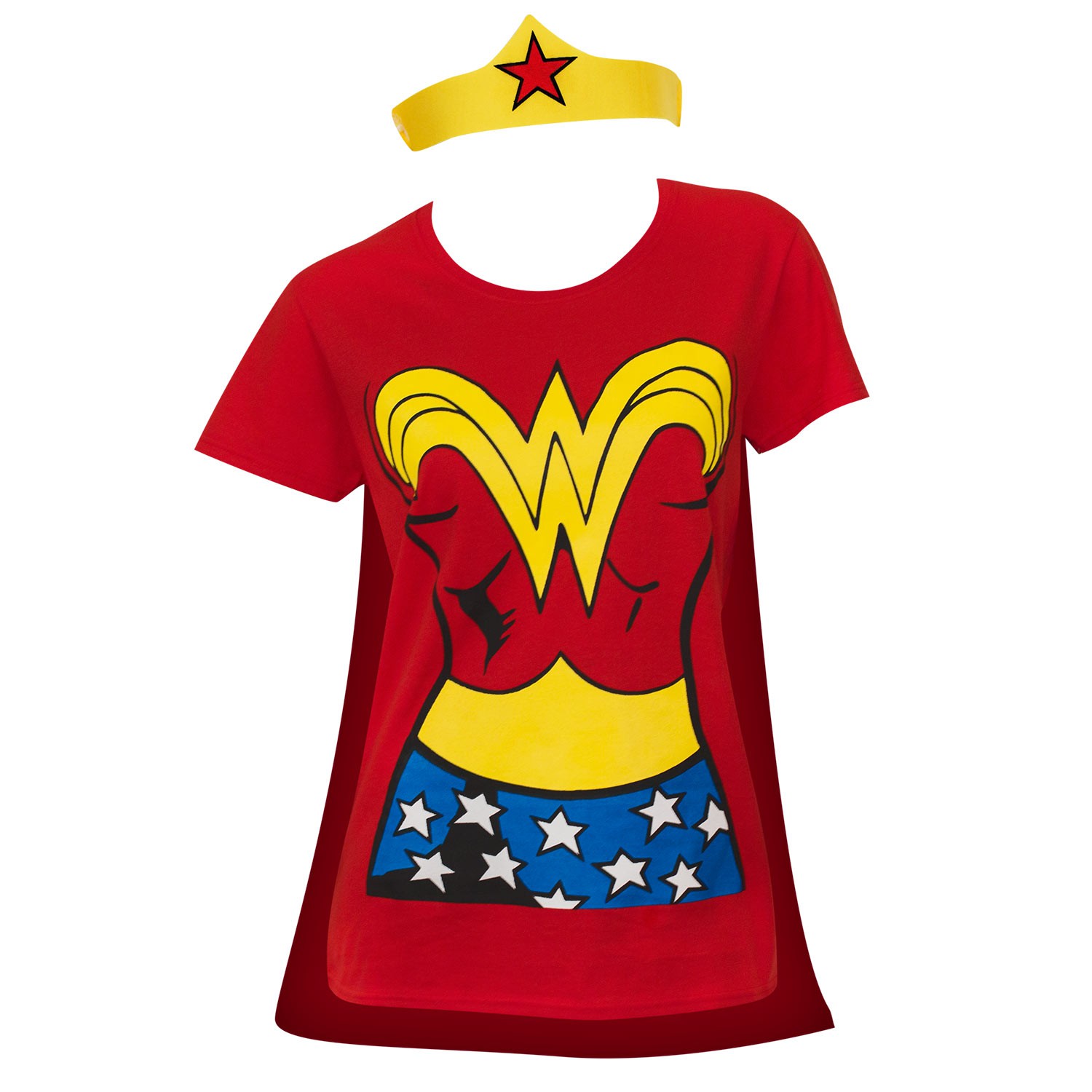 Wonder Woman Cape And Tiara Costume Tee Shirt
