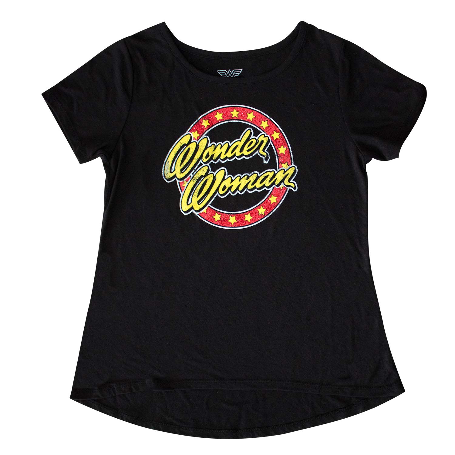 Wonder Woman Script Logo Girls 7-16 Youth Black T-Shirt