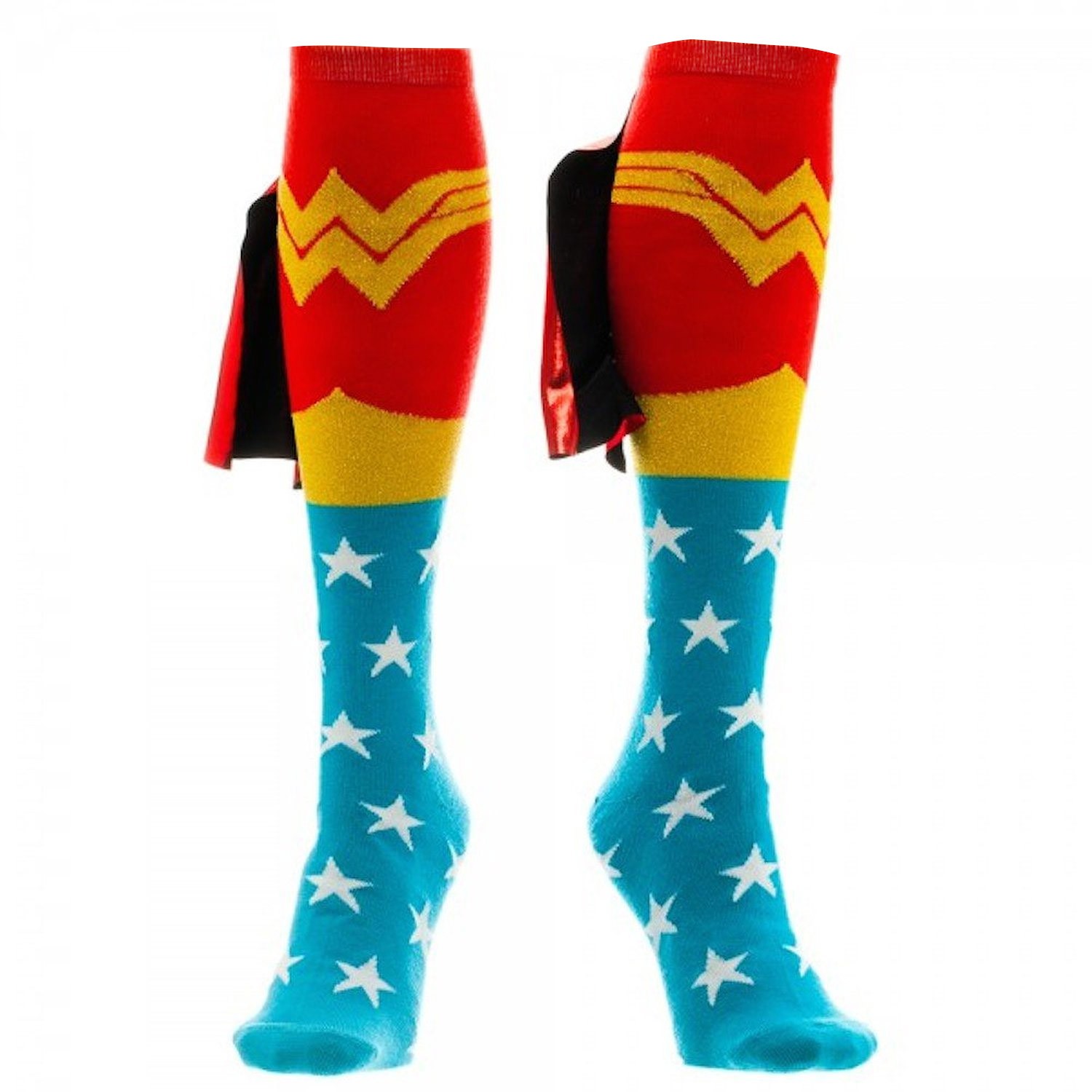 Wonder Woman Knee High Shiney Cape Socks