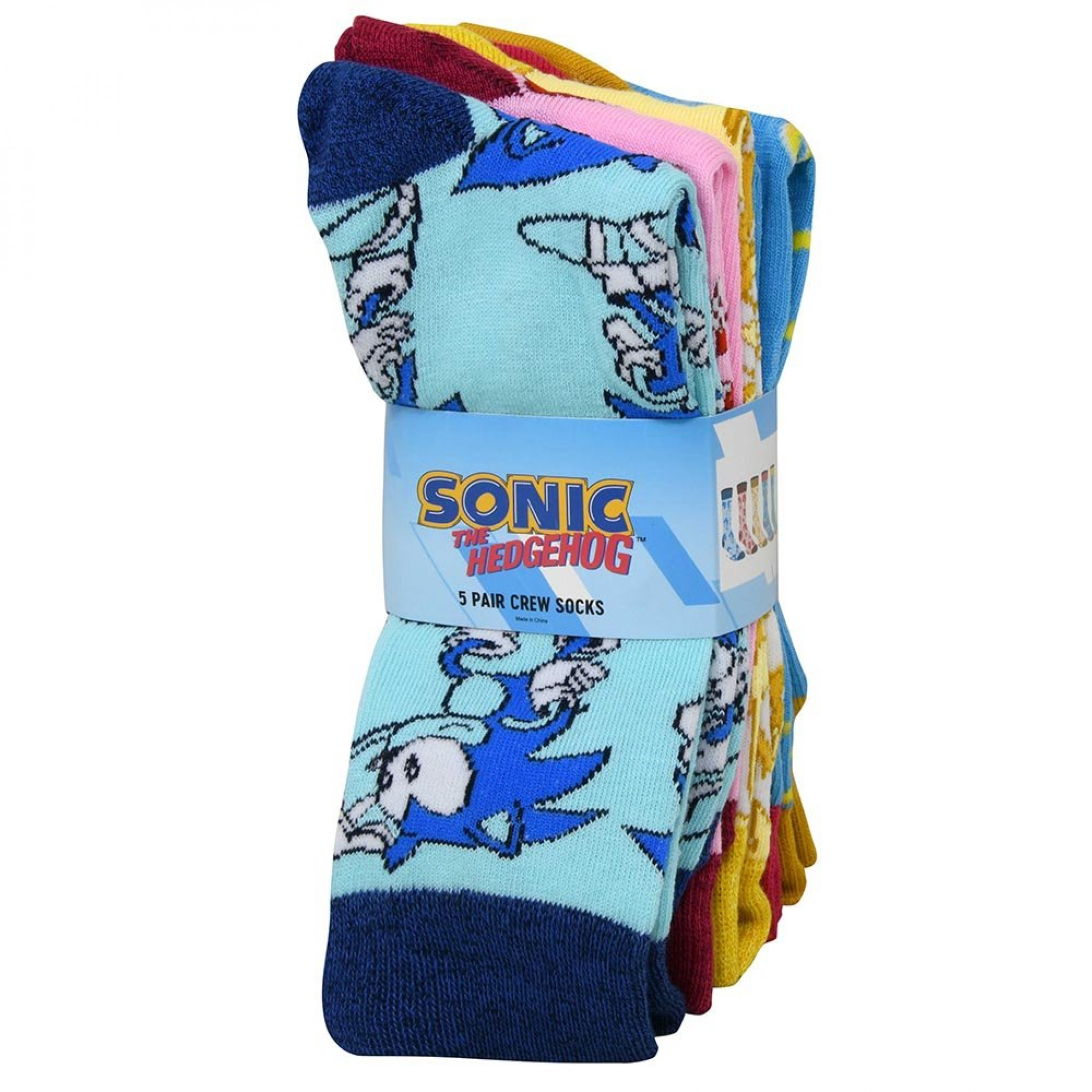 Sonic The Hedgehog 5-Pair Crew Sock Set