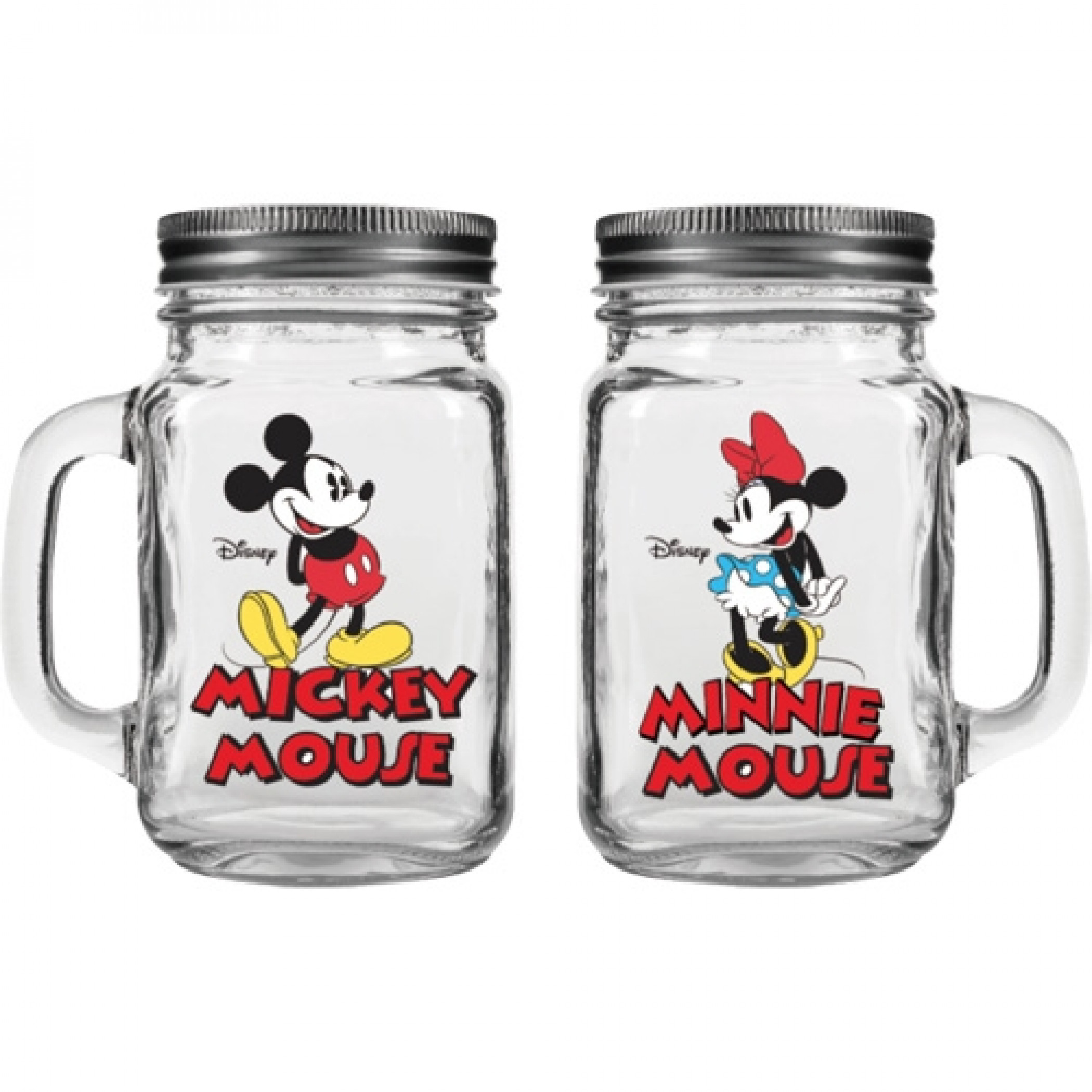 Disney Mickey and Minnie Mouse Salt & Pepper Shaker Jars