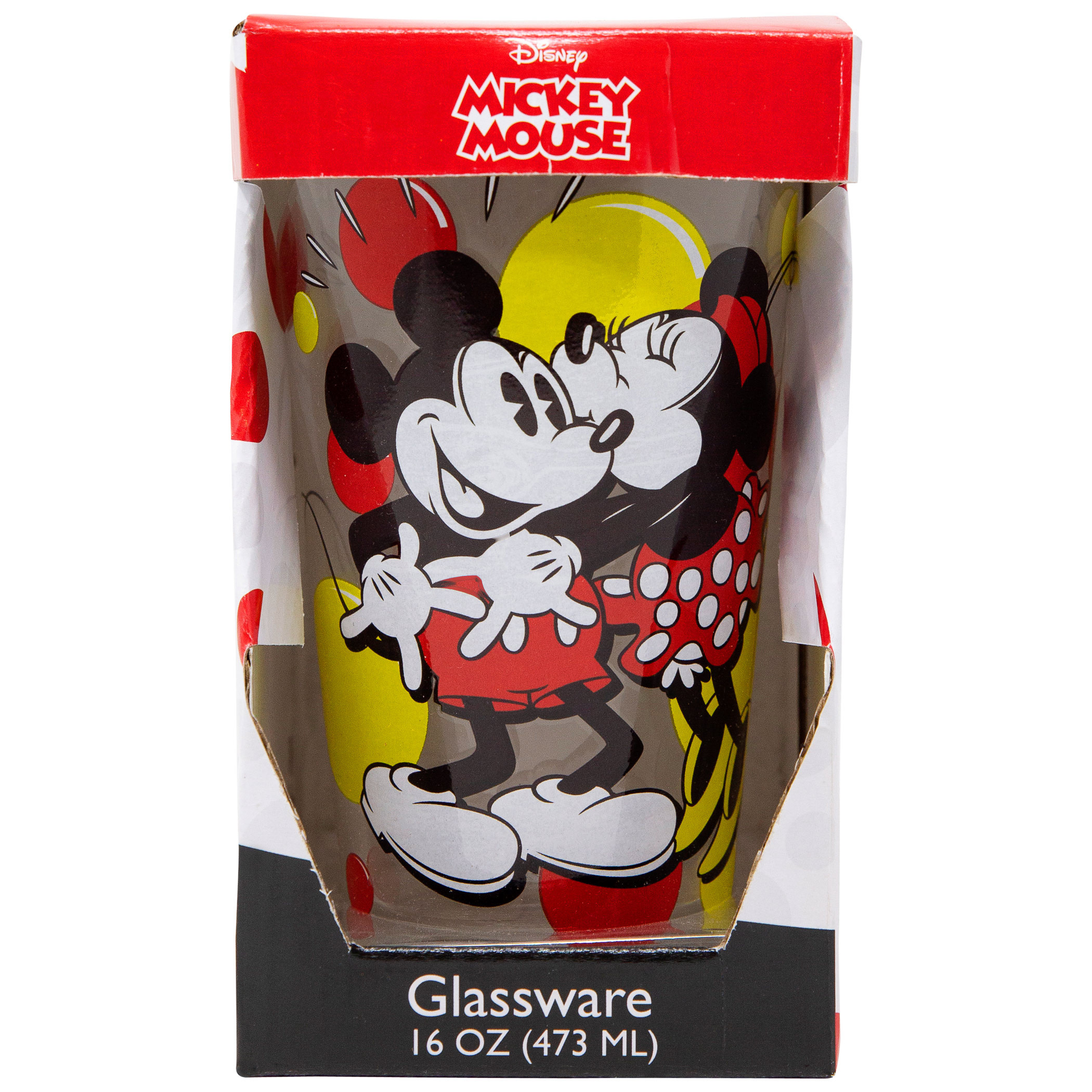 Mickey and Minnie Kissing 16 Ounce Glass