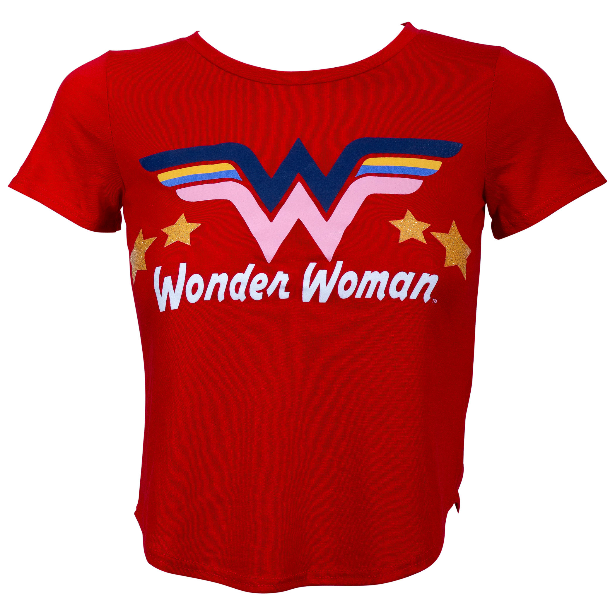 DC Wonder Woman Glitter Star Girl's Red T-Shirt