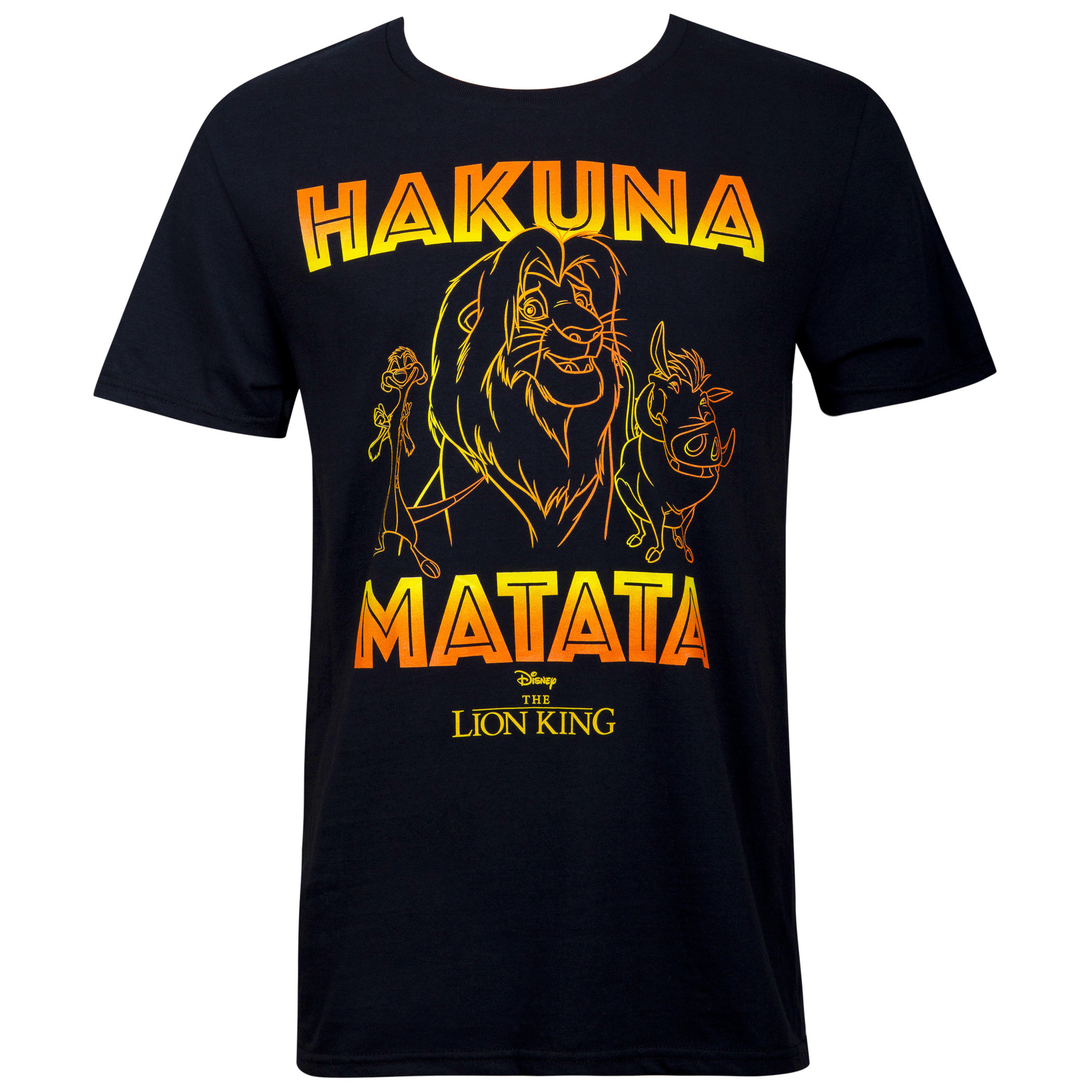 Lion King Hakuna Matata Outline Men's Black T-Shirt