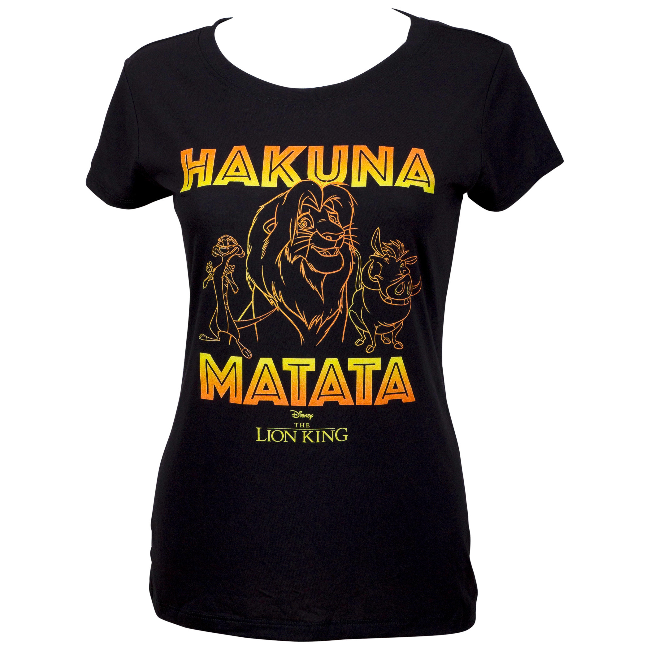 Lion King Hakuna Matata Outline Women's Black T-Shirt