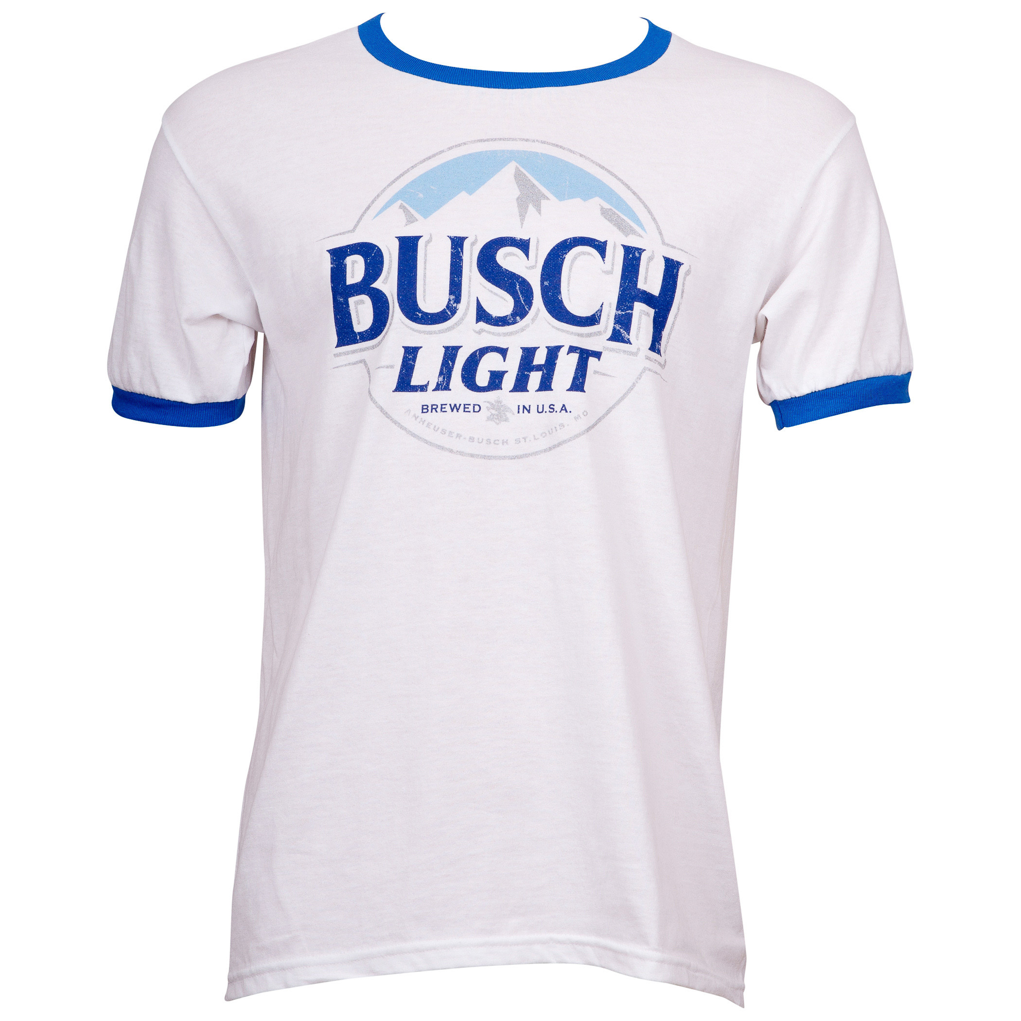 Busch Light Beer White And Blue Ringer T-Shirt