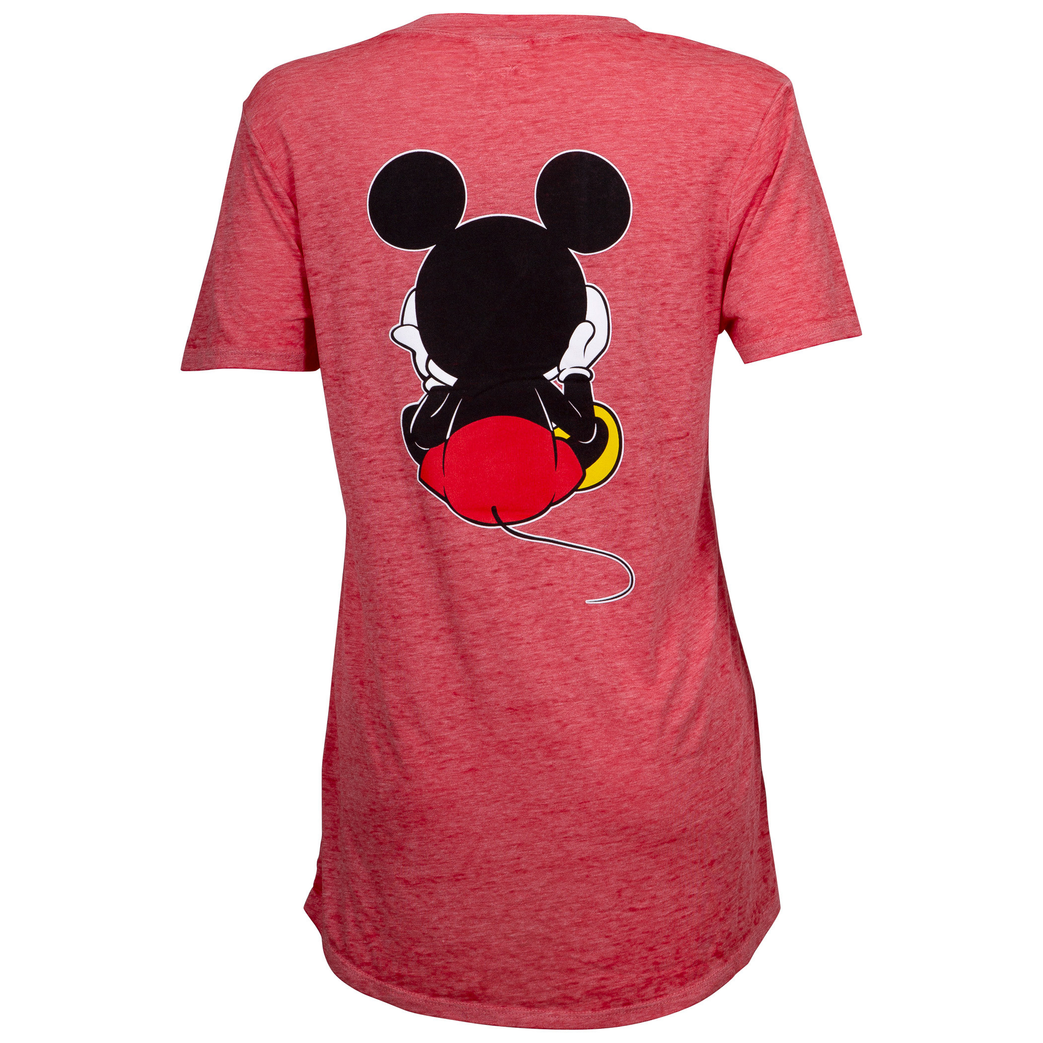 Mickey Mouse Front and Back Juniors Fitted Red T-Shirt