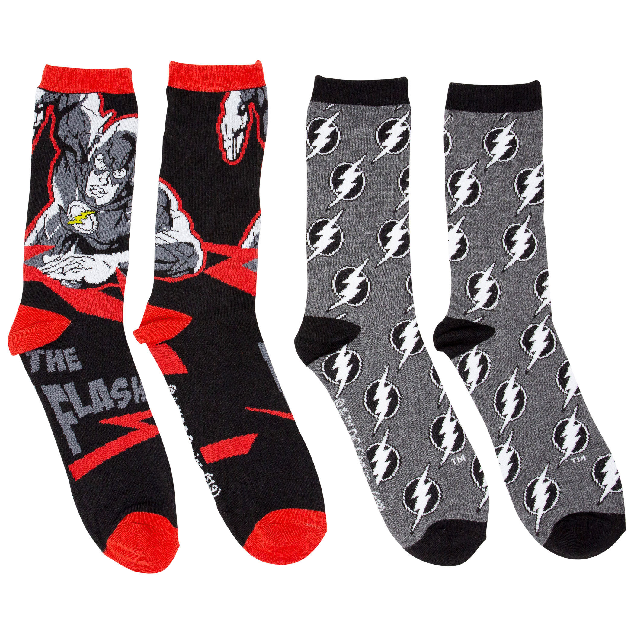 The Flash Greyed Out Symbols Crew Socks 2-Pack
