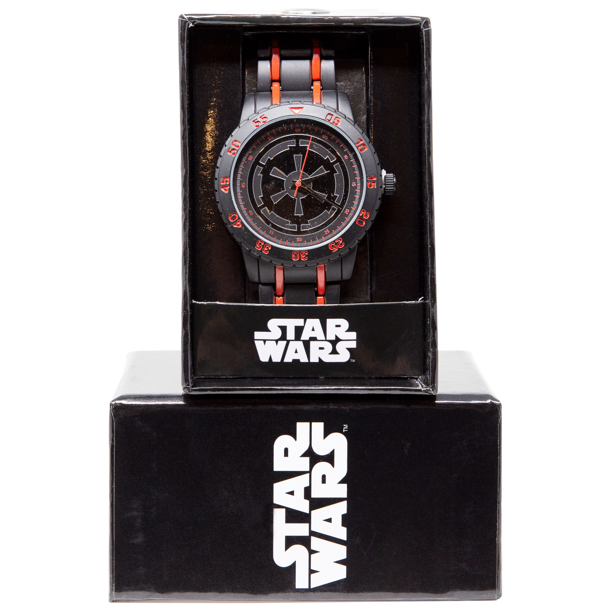 Star Wars Empire Logo Watch With Red Accented Metal Band