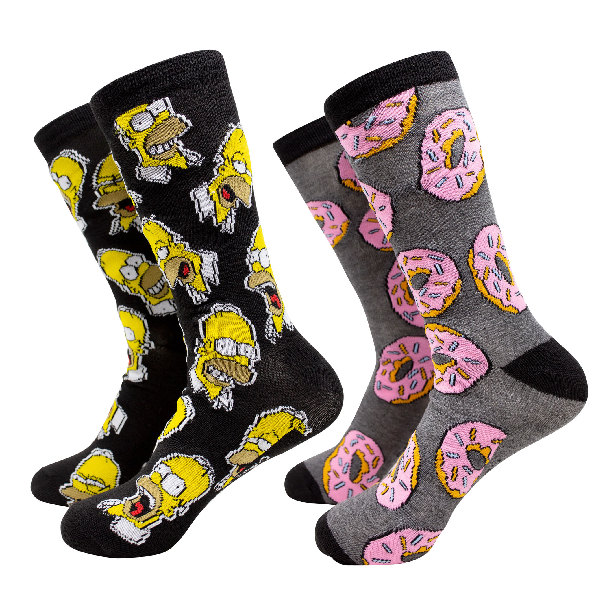 The Simpsons Homer and Donuts 2-Pack Crew Socks