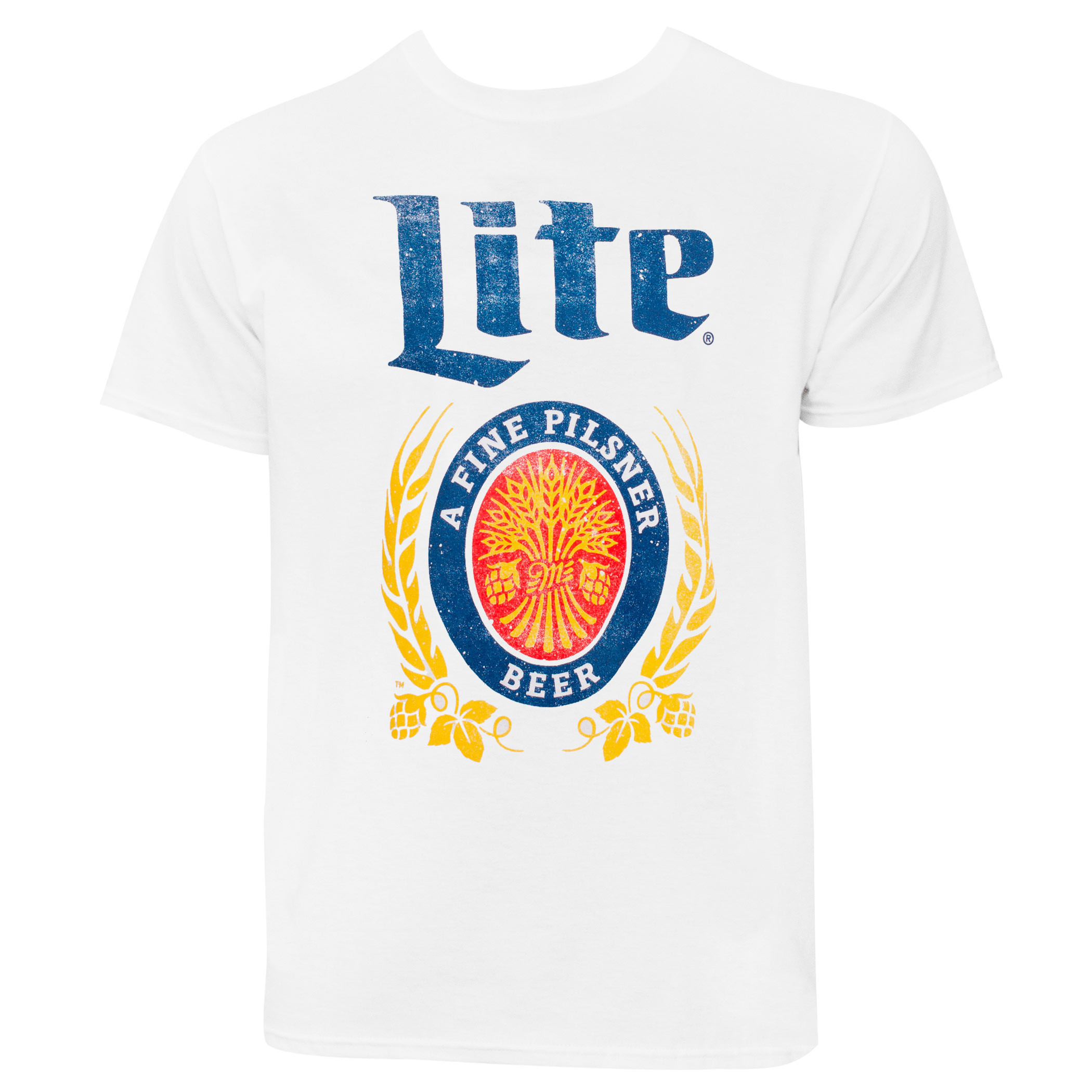 Miller Lite Beer Classic Logo Faded White T-Shirt