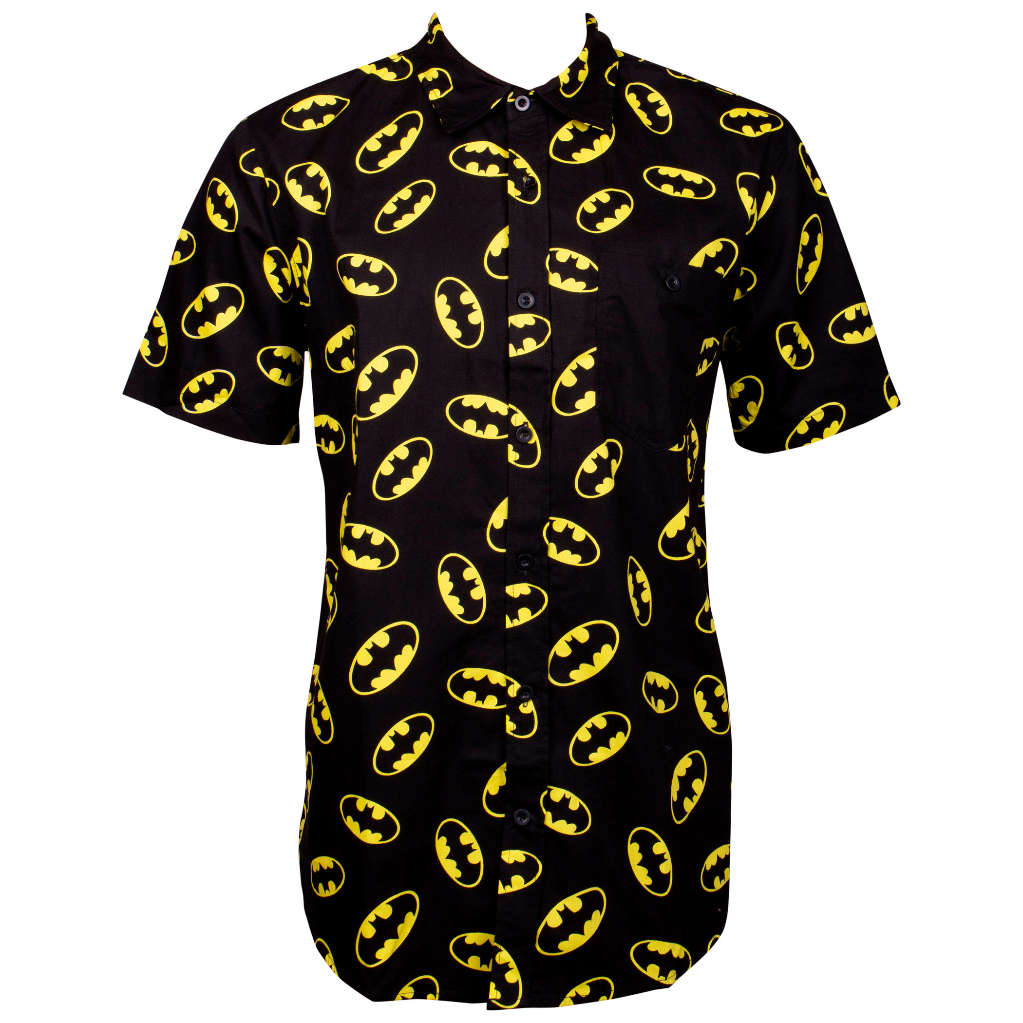 Batman All Over Logo Men's Woven Button Down Shirt