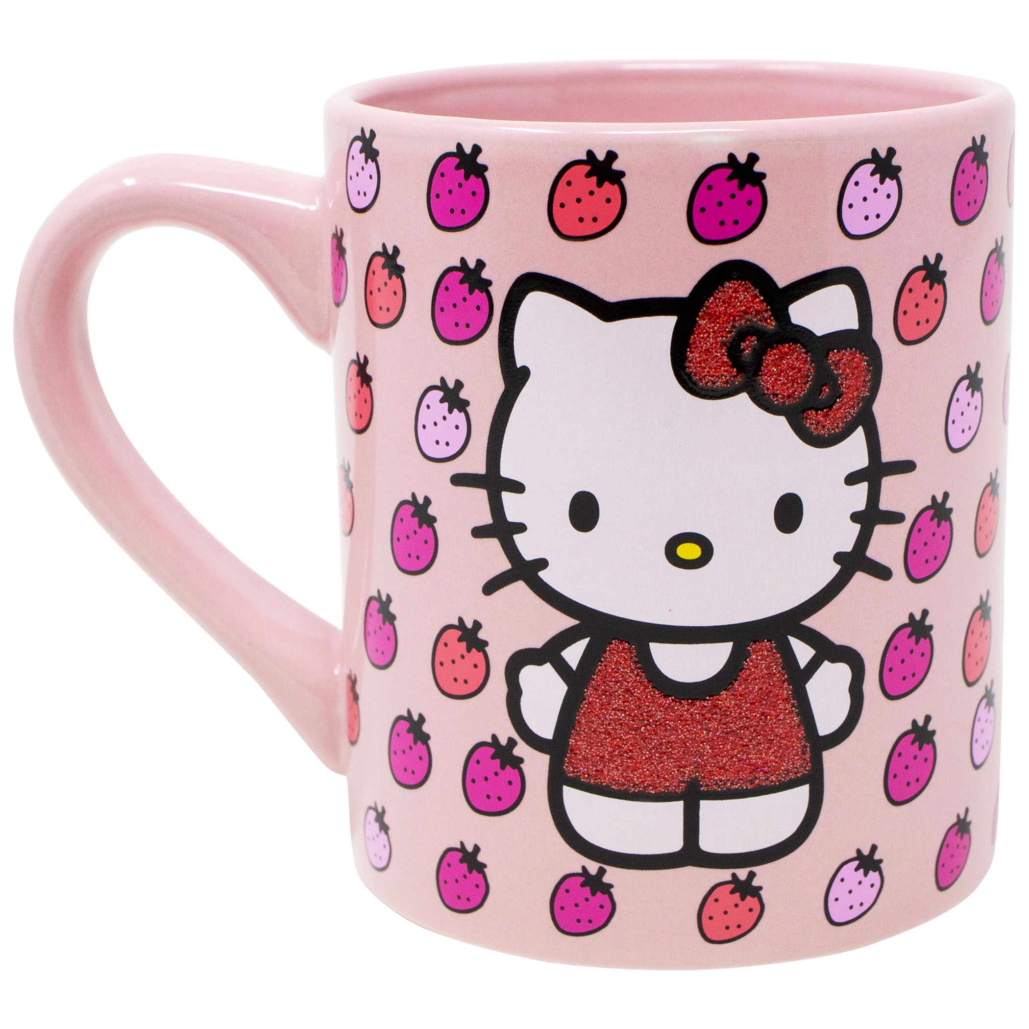 Hello Kitty Strawberries 14oz Glitter Ceramic Mug
